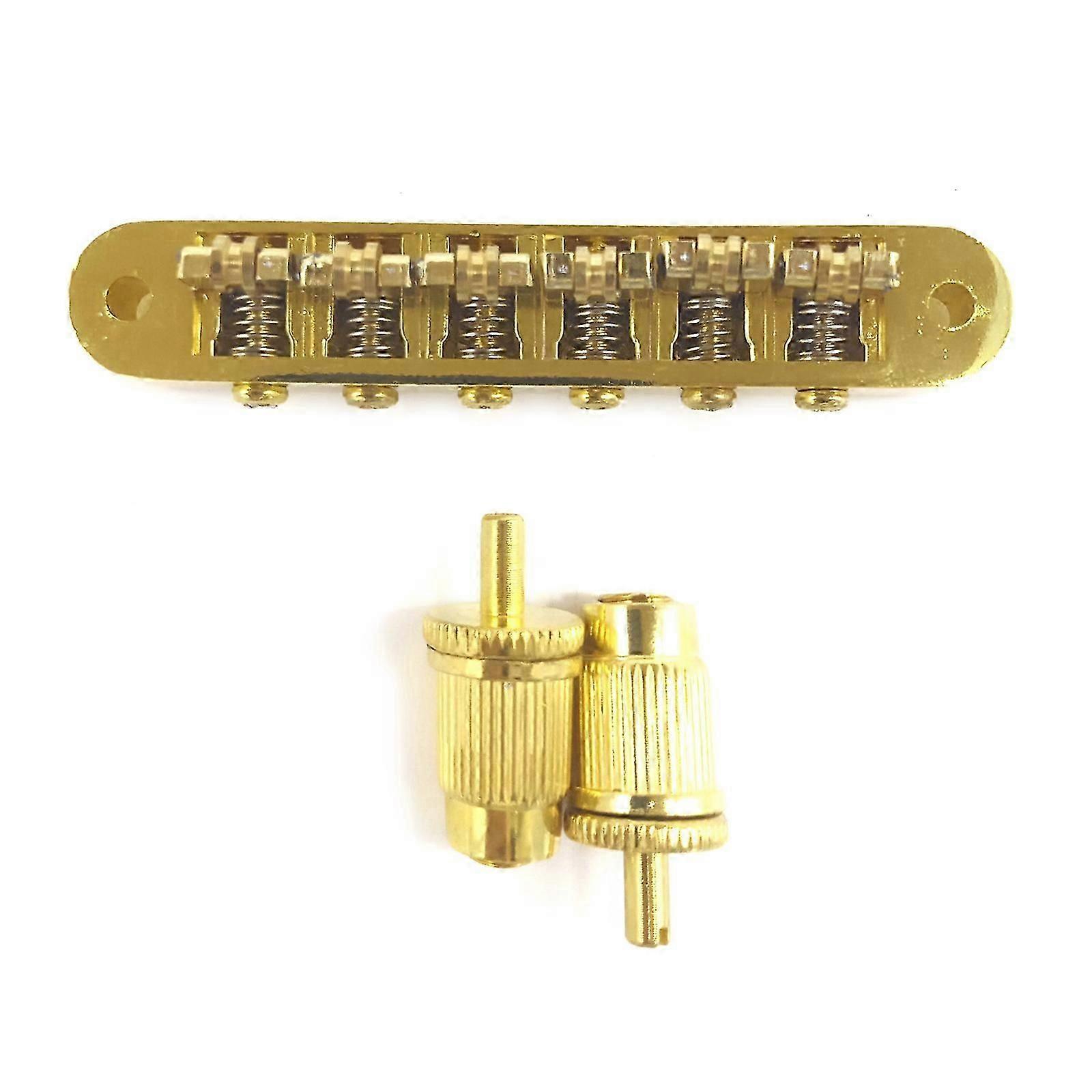 6 String Guitar Roller Bridge Adjustable Wraparound Guitar Bridge with Stopbar Studs Roller Tune-O-Matic Saddle Bridge  Golden