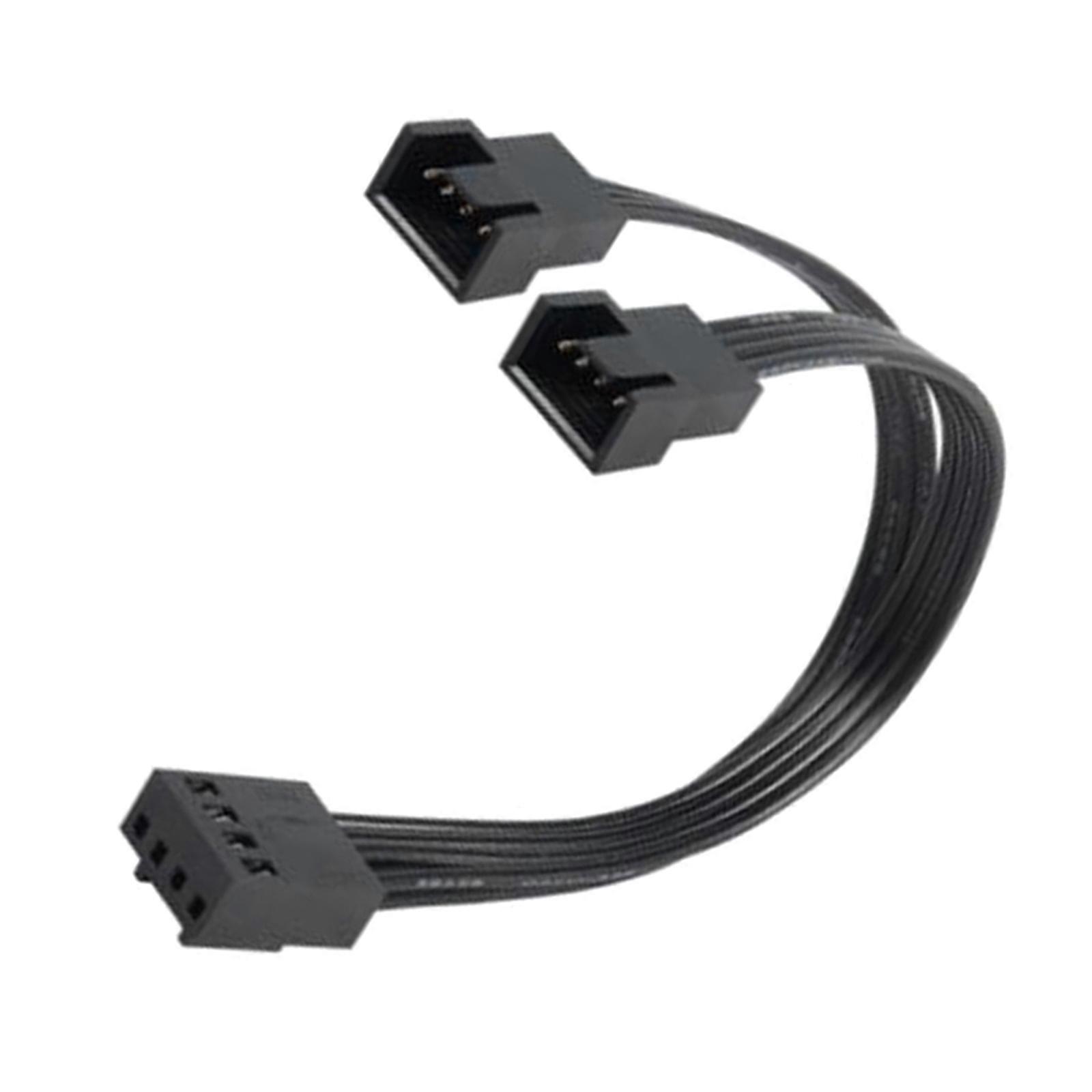 4Pin PWM Fan Extension Cable for PC, 1 to 2 Splitter, Stable Output Wide Compatibility 10cm Length Multicolor