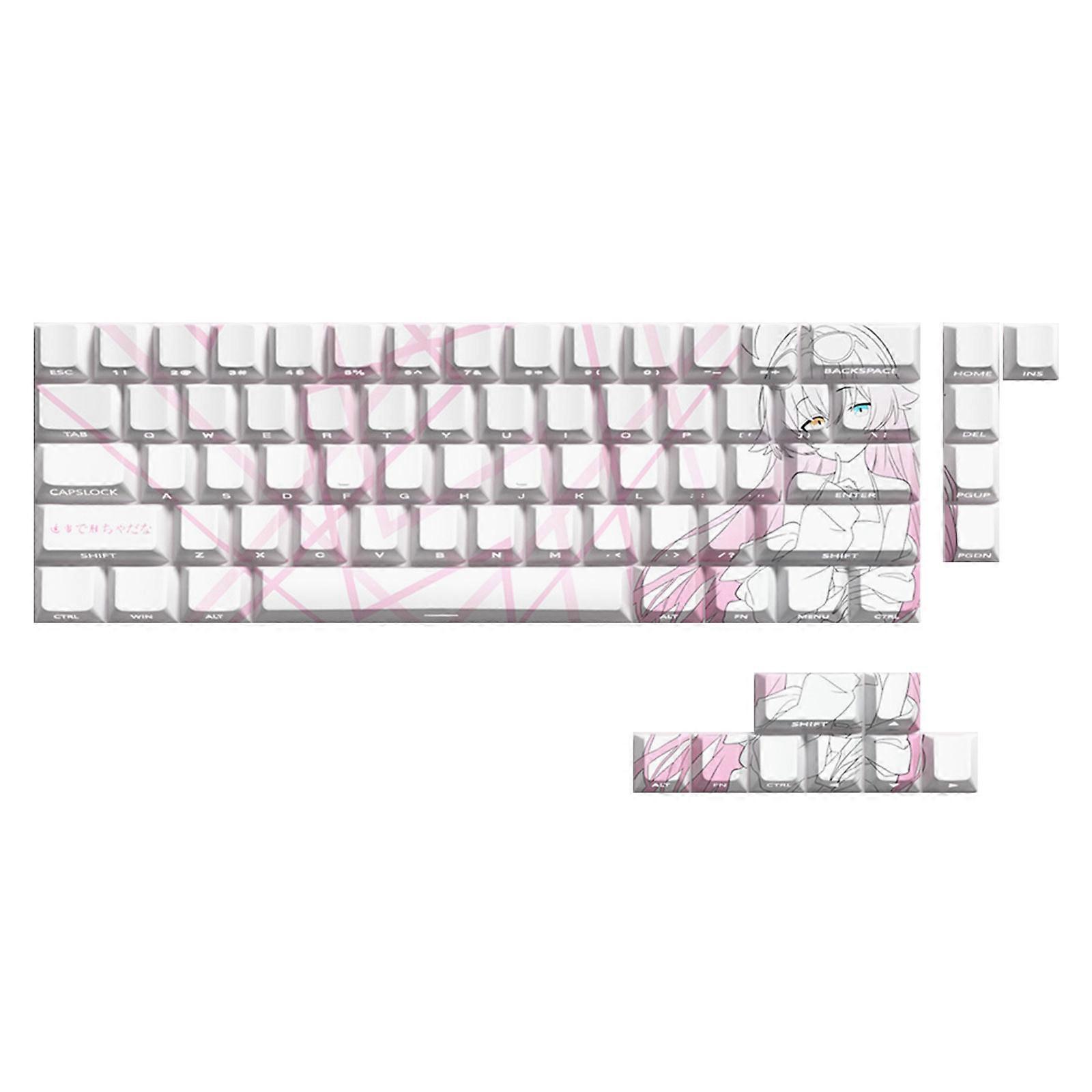 74 Keys Anime Theme Keycap PBT Side Printed Keycaps Keycaps Backlit Key Caps For 61 67 68 Keyboards Accessories Multicolor