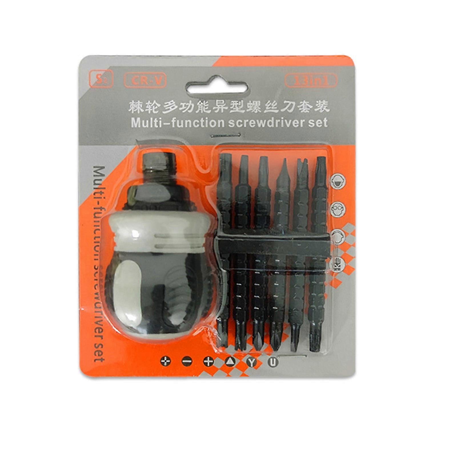 YiFudd 13-in-1 Multifunctional Shaped Ratchet Retractable Purpose Screwdriver Set 7-in-1 One Change Screwdriver Driver