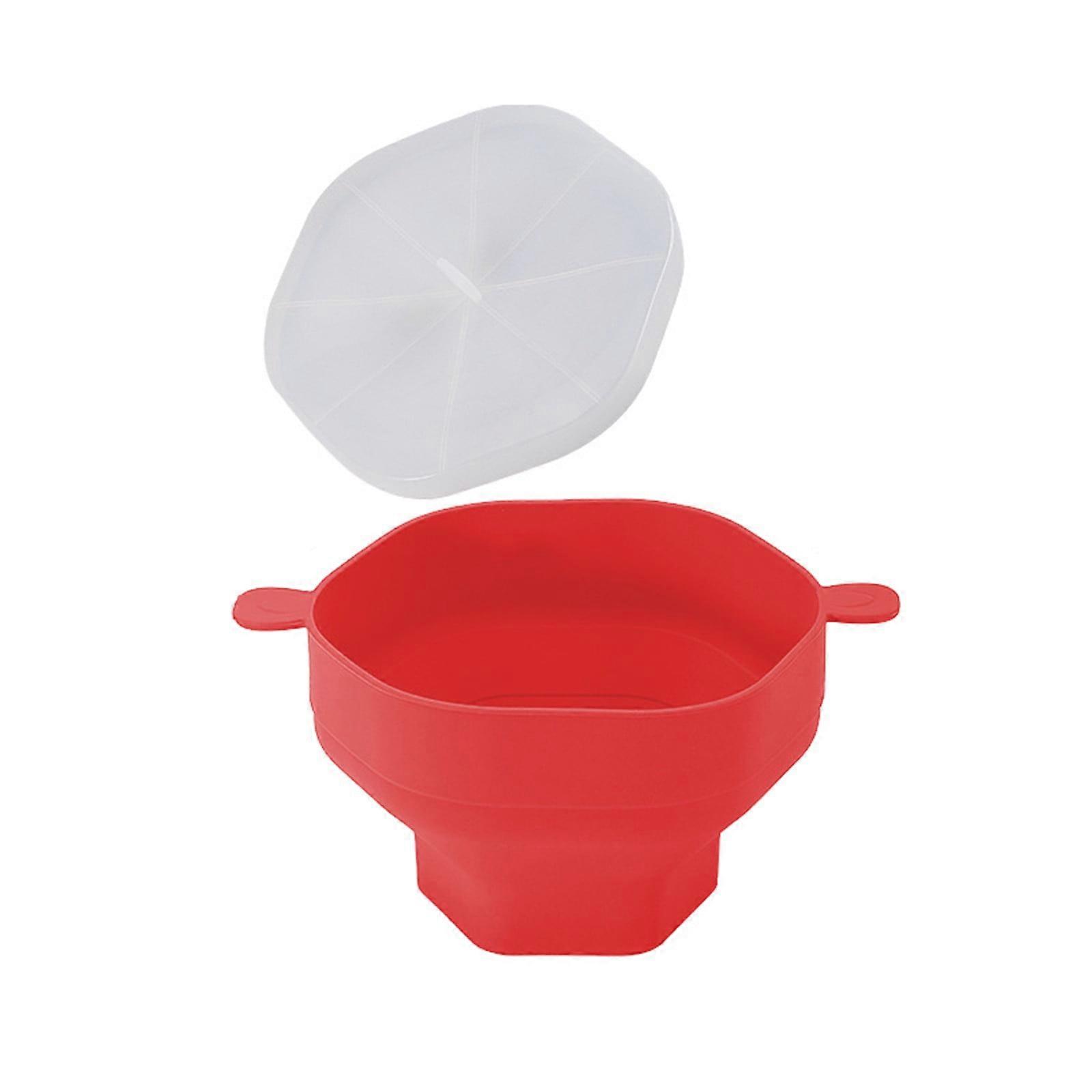 Winter Holiday Savings! WJSXC Microwave Silicone Popcorn Bucket High Temperature Popcorn Bowl With Handle Expandable Popcorn Device Red