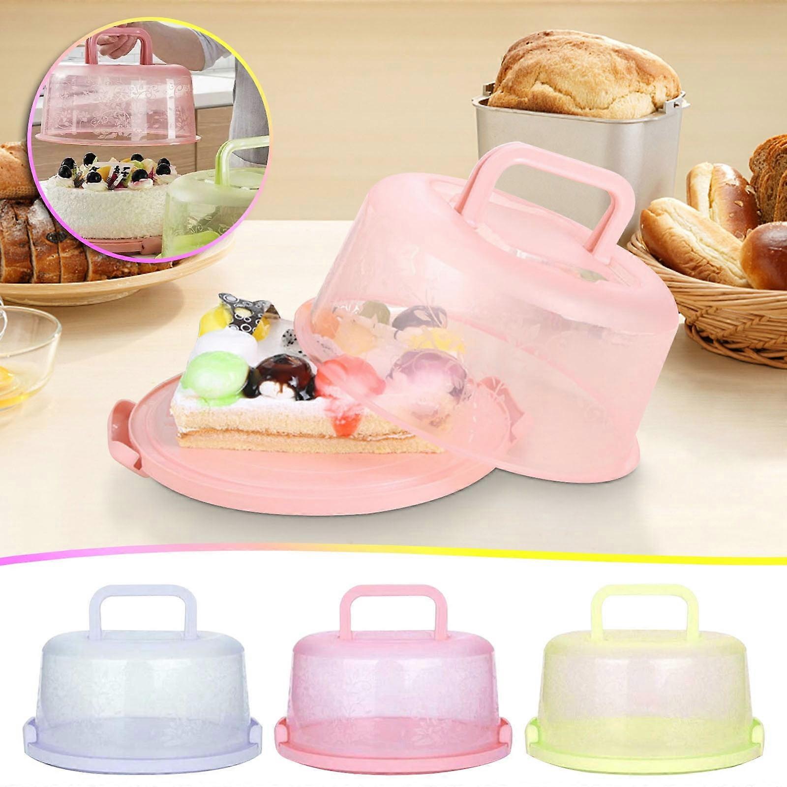 Fankiway Cake Carrier with Handle, Cake Holder with Cover Lid, Round Cupcake Container Saver Transporter for Pies Cookies Nuts Fruit Storage