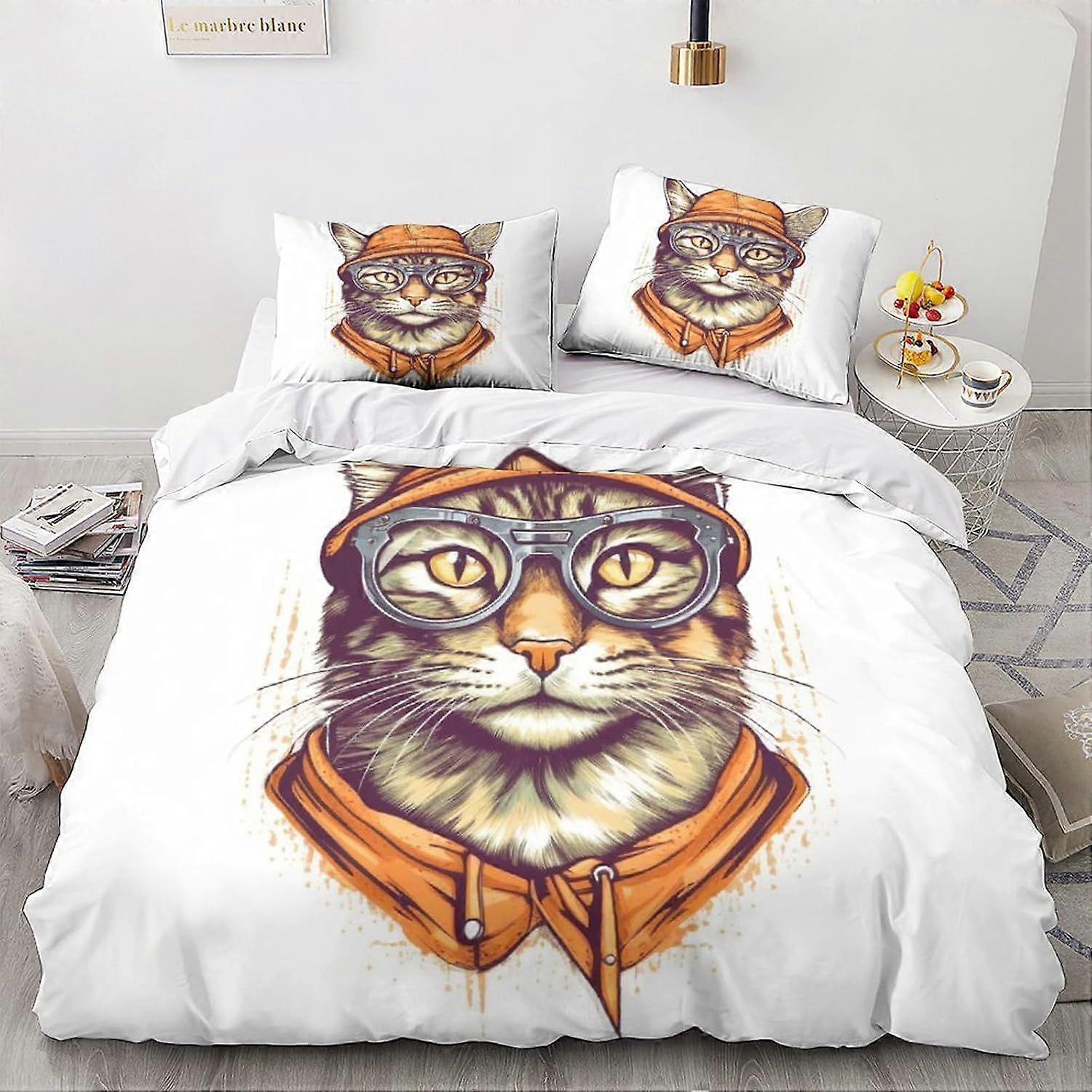غطاء لحاف القط ، طقم مفروشات لطيف للأطفال والمراهقين والكبار ، غطاء لحاف أنيمي ، غطاء لحاف على غرار الشباب ديكور غرفة نوم خفيف الوزن