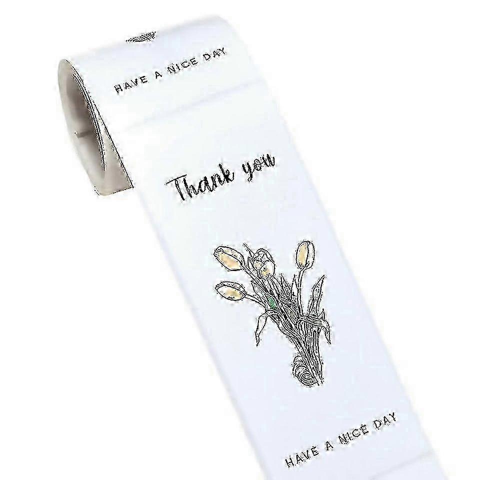 w For 50pcs Seal Sticker Strong Stickiness Exquisite Decorative Selfadhesive Tulip Flower Thank You Re