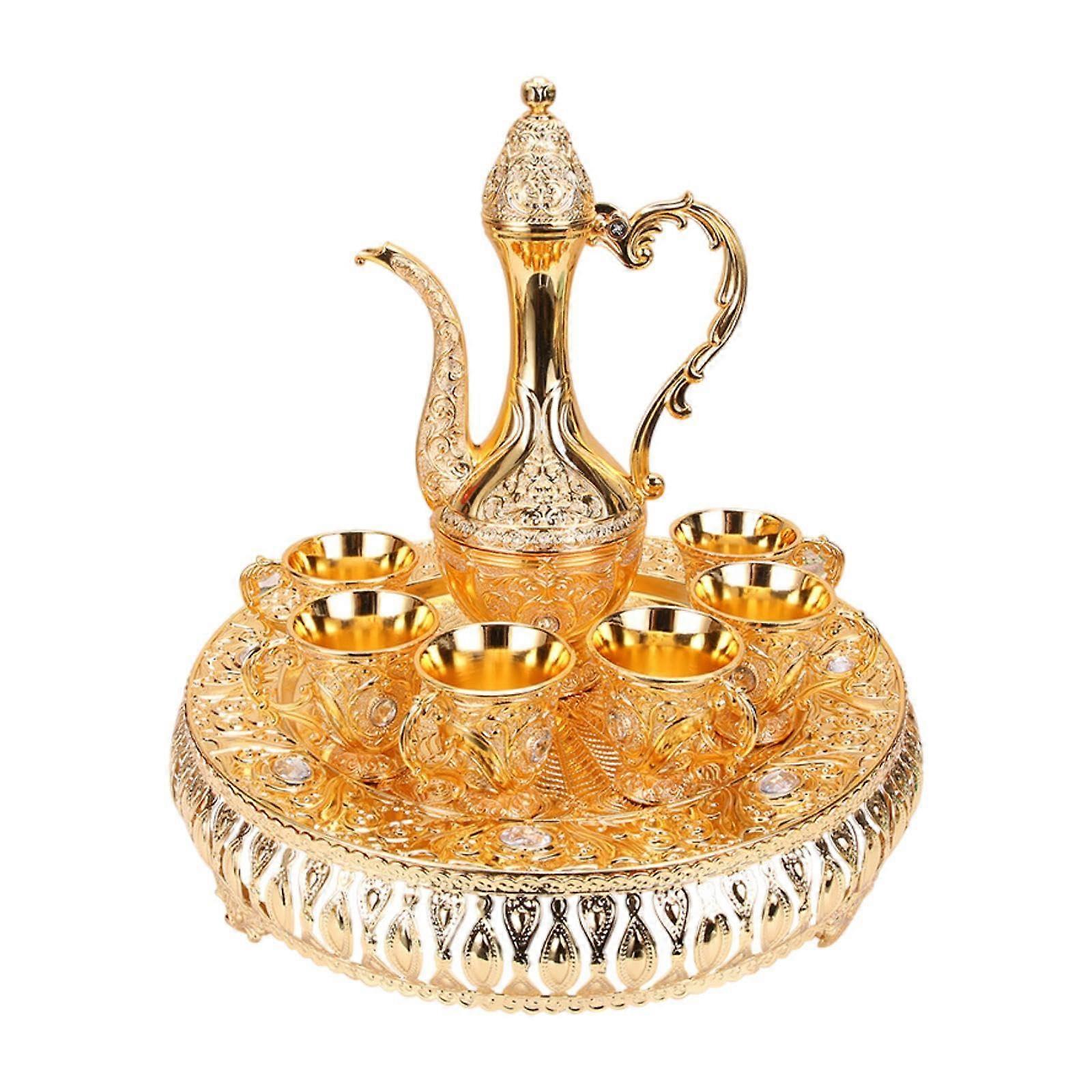 Turkish Coffee Set with Tray and Cups, Elegant Vintage Design for Tea and Coffee Serving