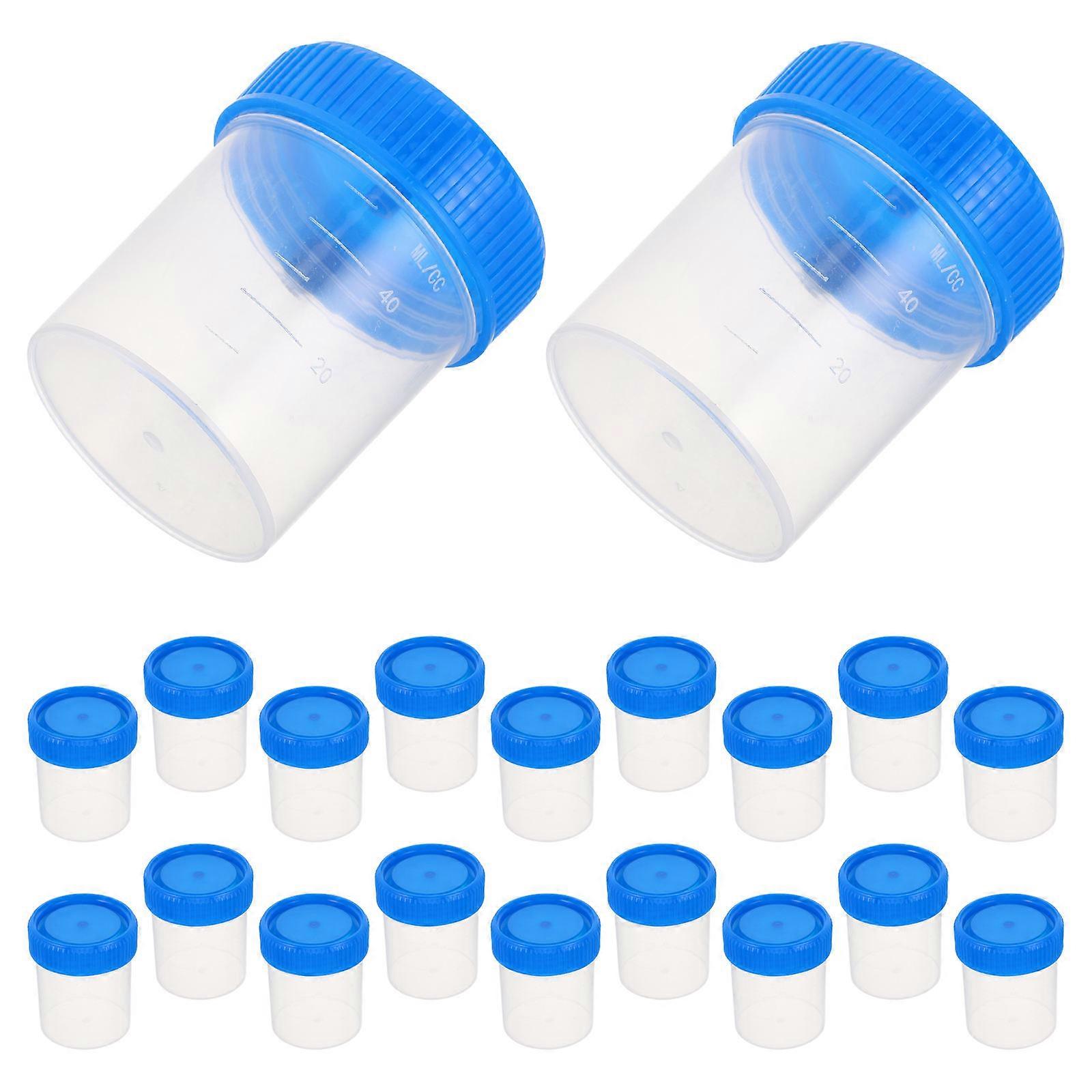 Blue Plastic Pee Cups for Collection with High Transparency and Graduations 60 ml Capacity