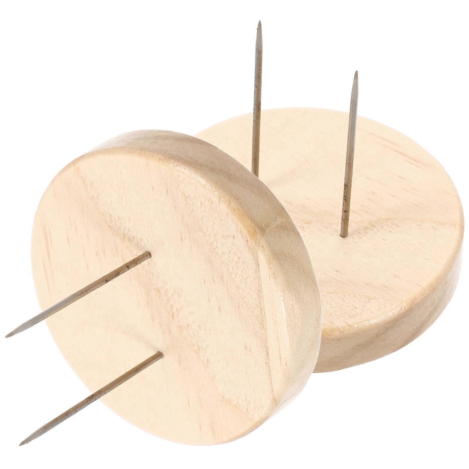 Figure Stands 2Pcs Cork Wooden Display Rack With Double-pin Style Perfect For Collectibles In Beige Color For Home Display