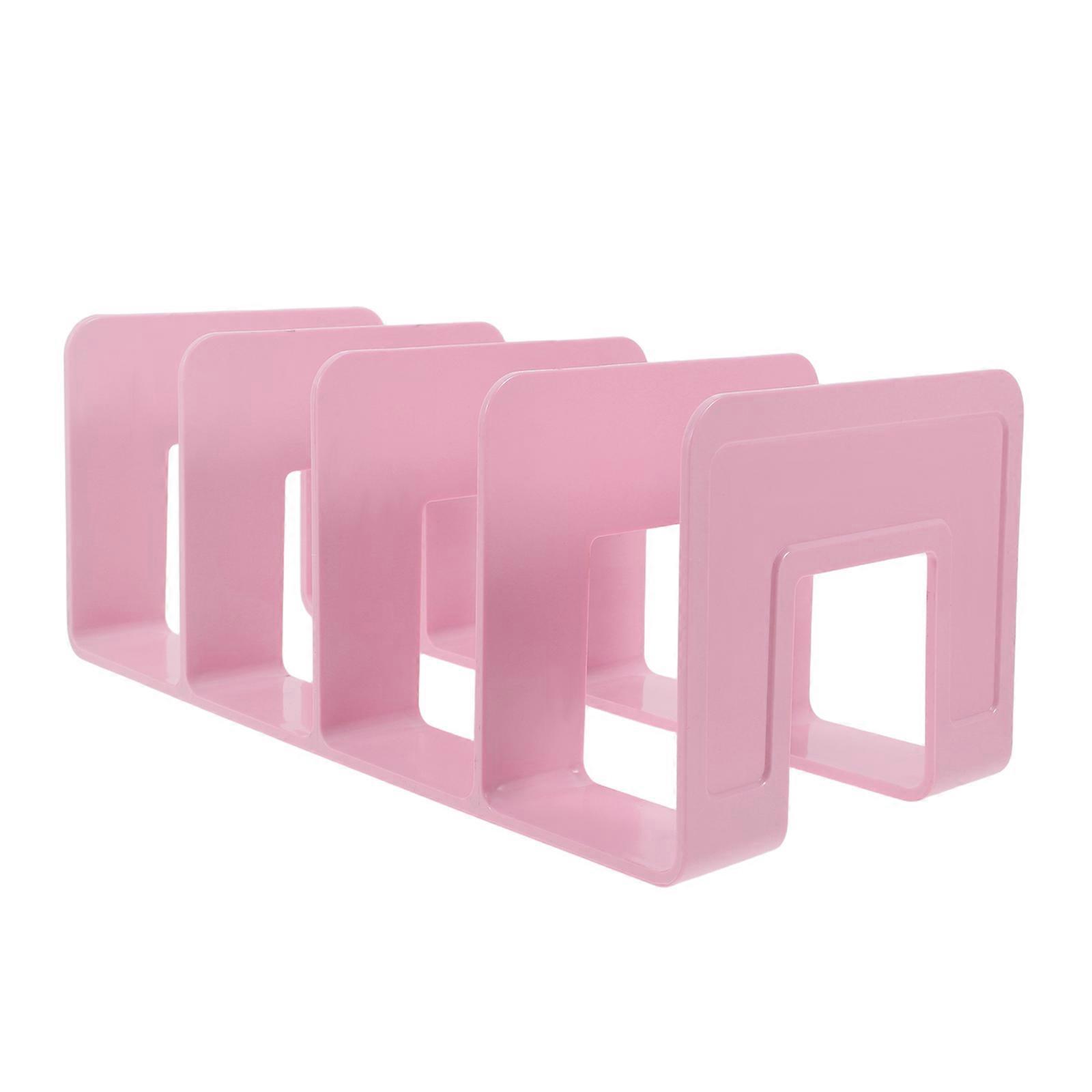 Pink ABS Bookends with Spacious Design for Heavy Books and Documents Storage Use No Assembly