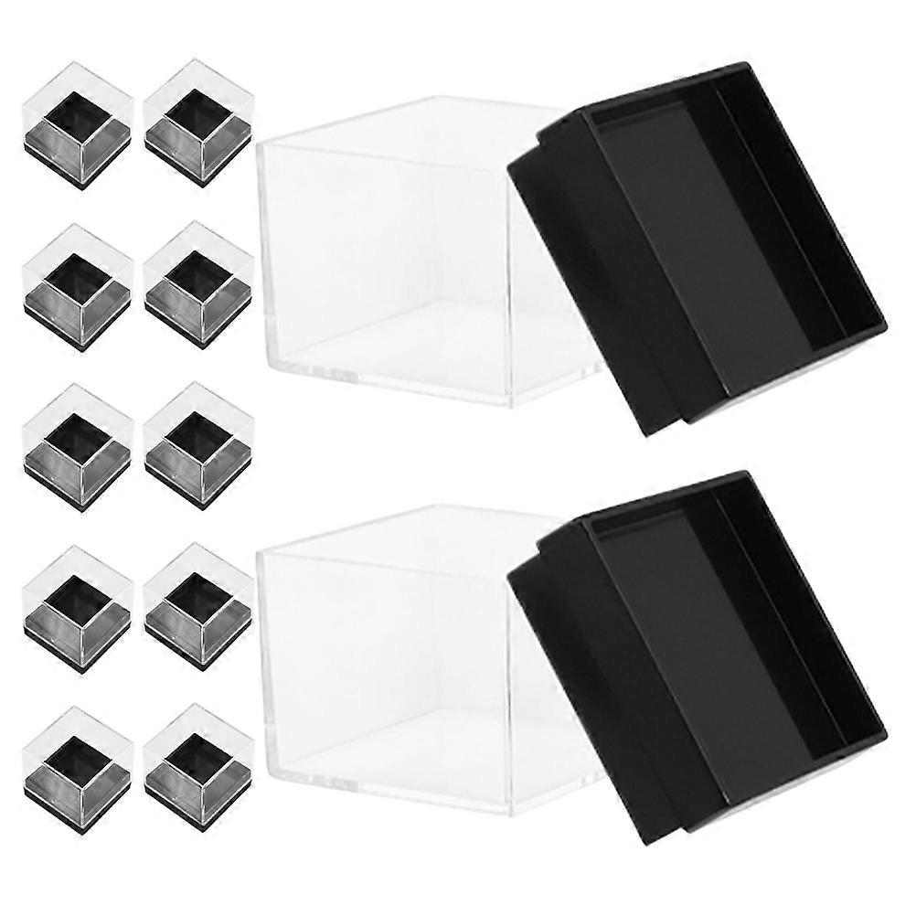 Plastic Display Box Mineral Specimen Box for Storage 12Pcs Clear Square Containers