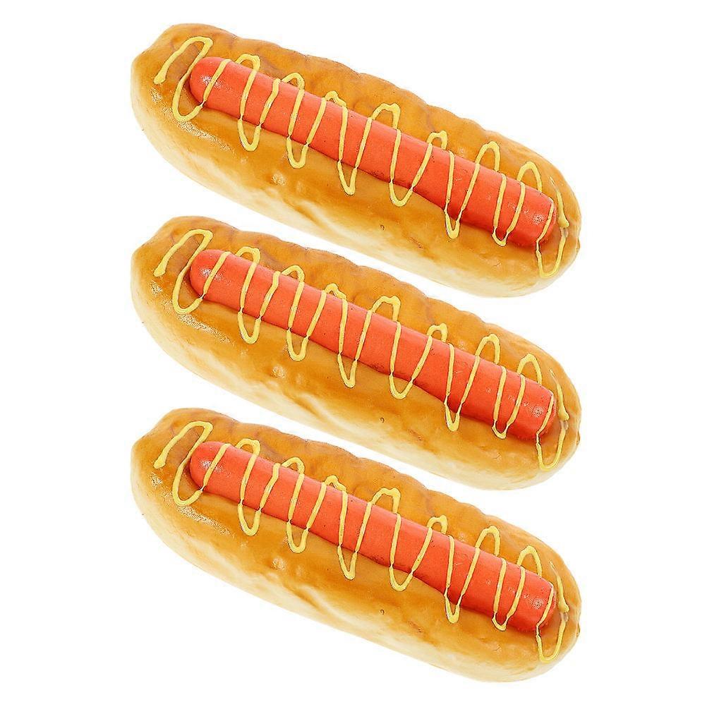 Artificial Hot Dog Bread Model for Culinary Display 3Pcs Fake Food Sample