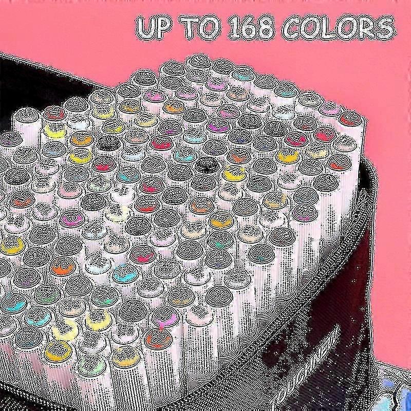 Comic Markers Set, 168 Count, Alcoholic, For Drawing, Sketching, Double Brush