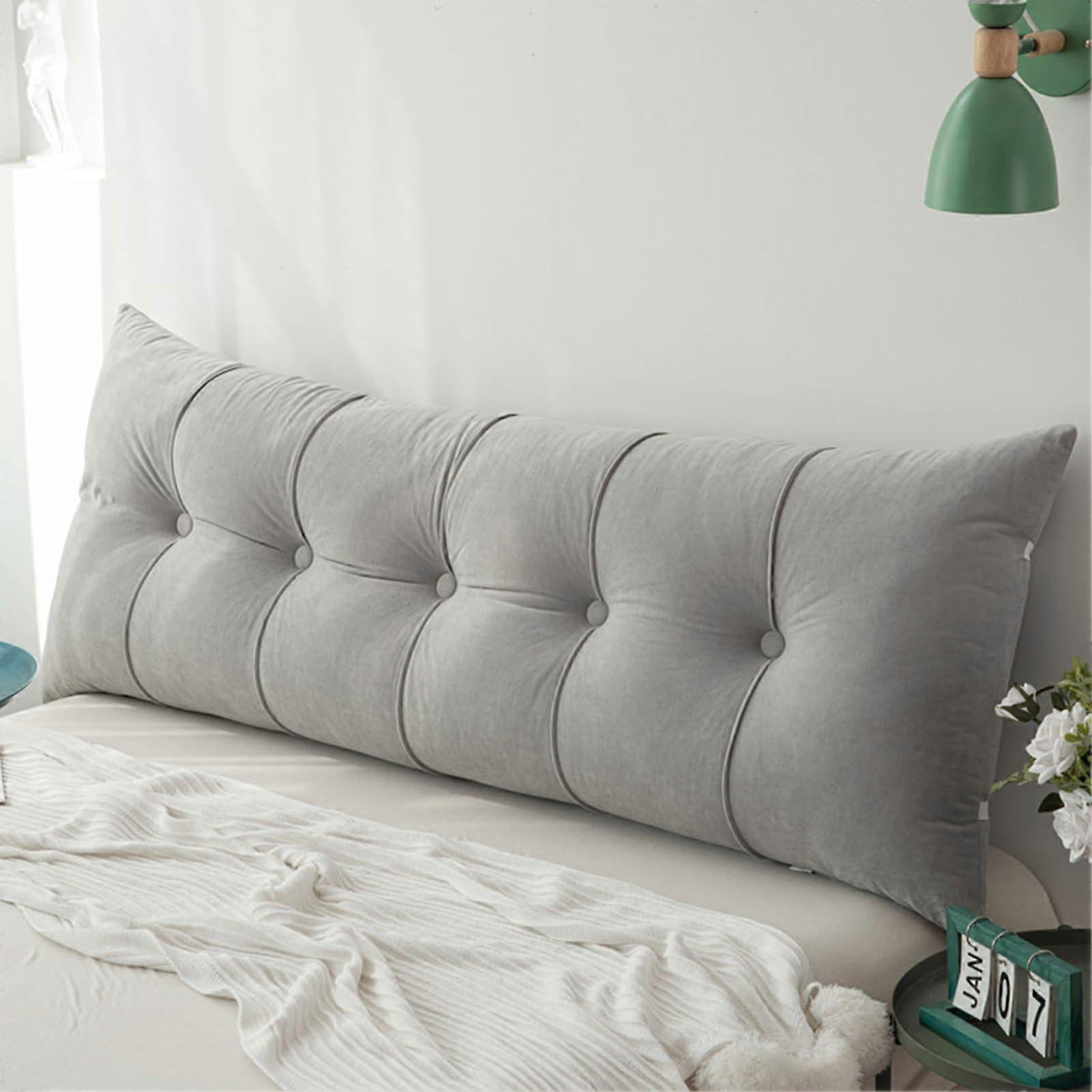 Queen Size Headboard Pillow with AntiSlip Back Support for Bed and Sofa Reading – Gray 80x55cm