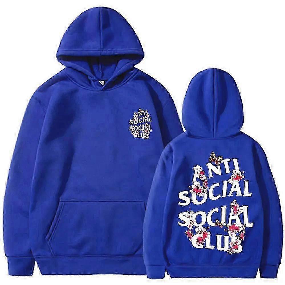 Anti Social Club Print Cool Hoodies Tops Para Homens Design Gráfico Casual Pullover Moletom Com Capuz Com Bolso Canguru