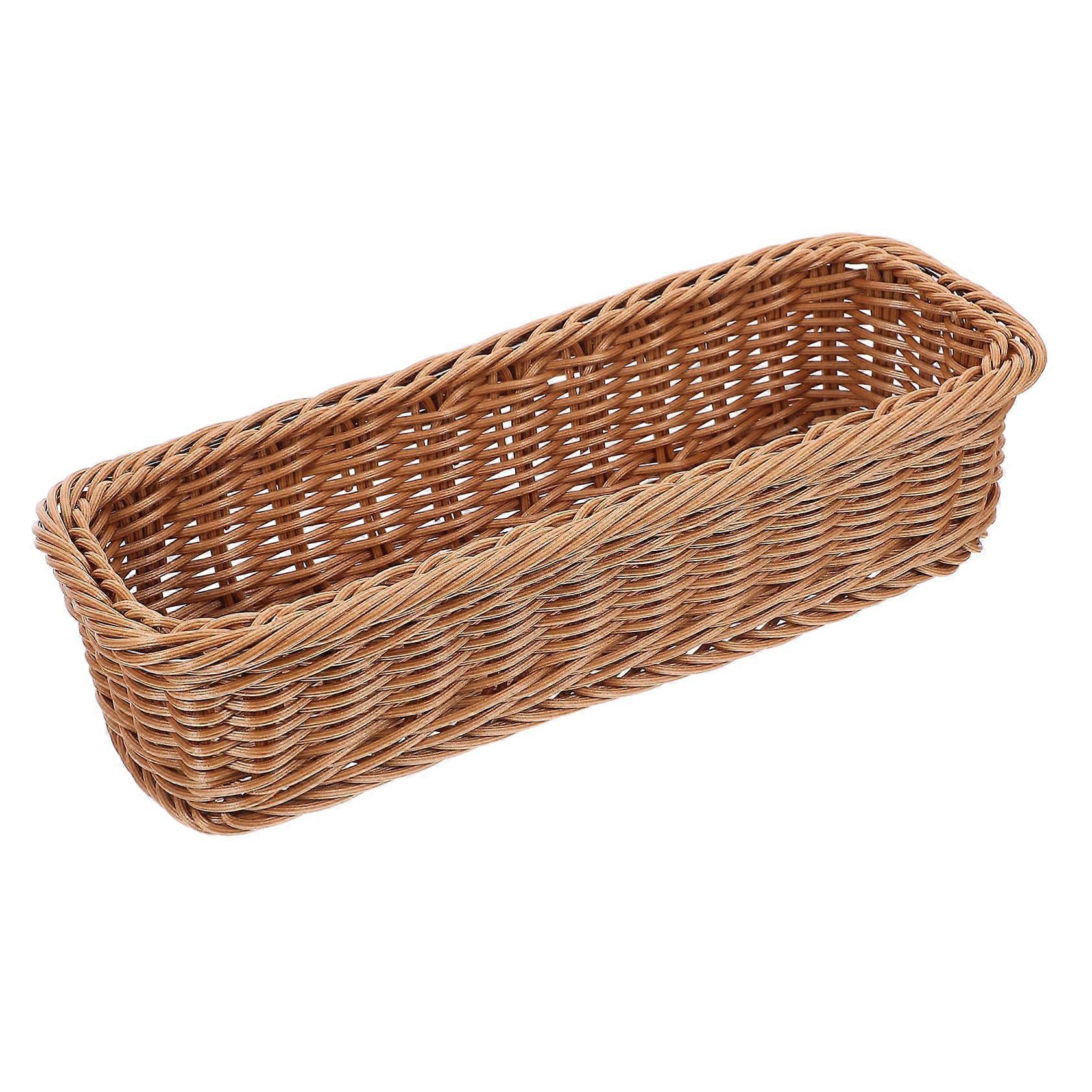 Cutlery Storage Basket Rattan Style Utensil Organizer for Parties Easy Clean MultiUse