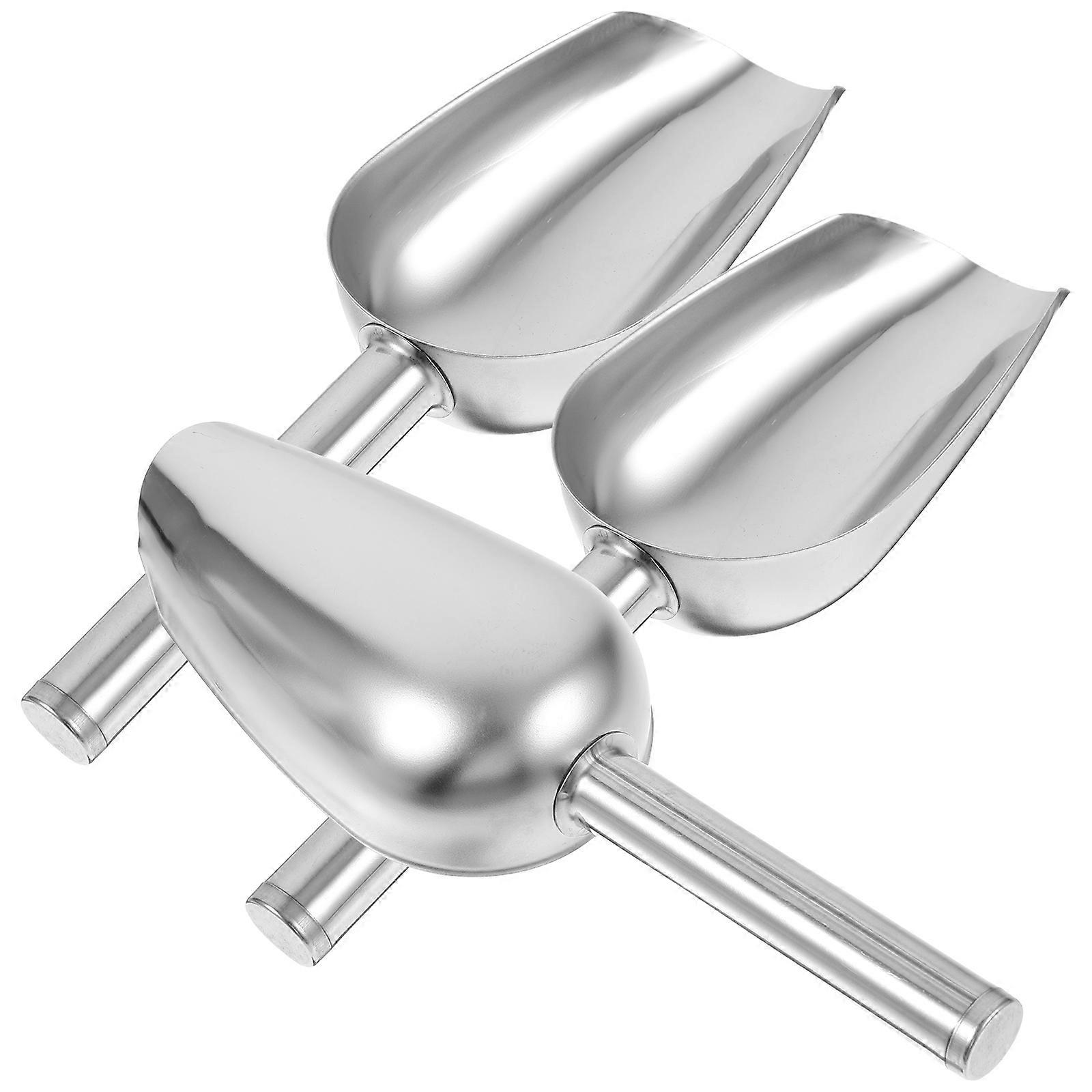 3pcs Stainless Steel Ice Scoop Multi Use for Flour Rice Tea Candy Dessert Beans Food 8 Inches