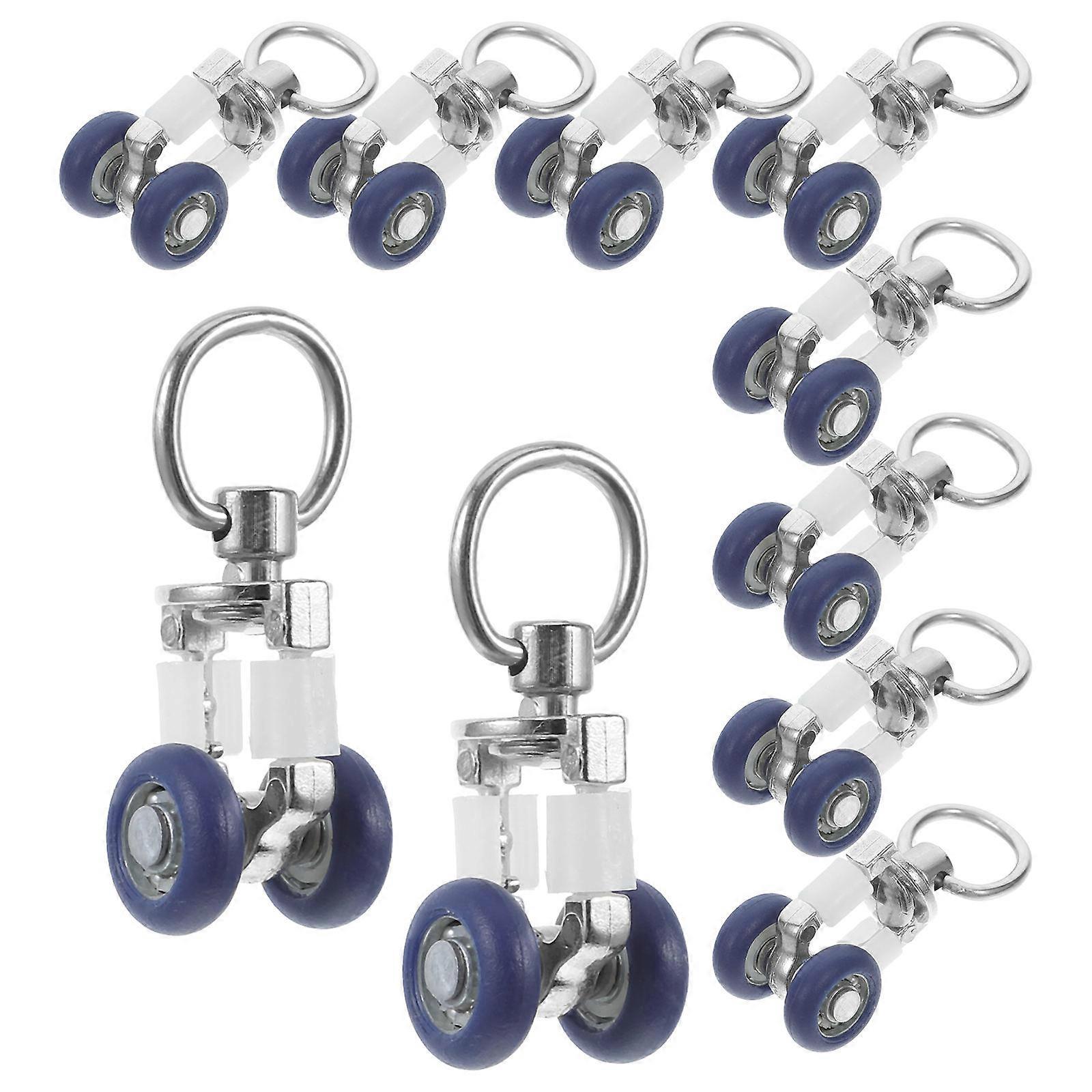 Sliding Door Kit with Curtain Track Rail for Replacement 10Pcs Metal Wheels