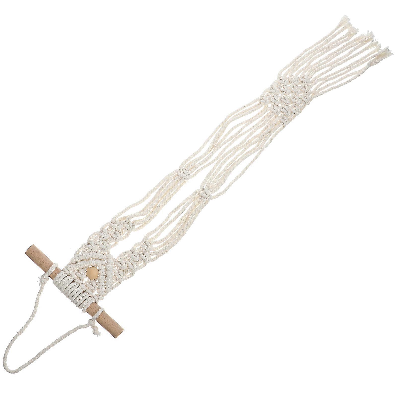 Beige Macrame Hat Hanger for Wall Mounted Storage 2Pcs Cotton Rope