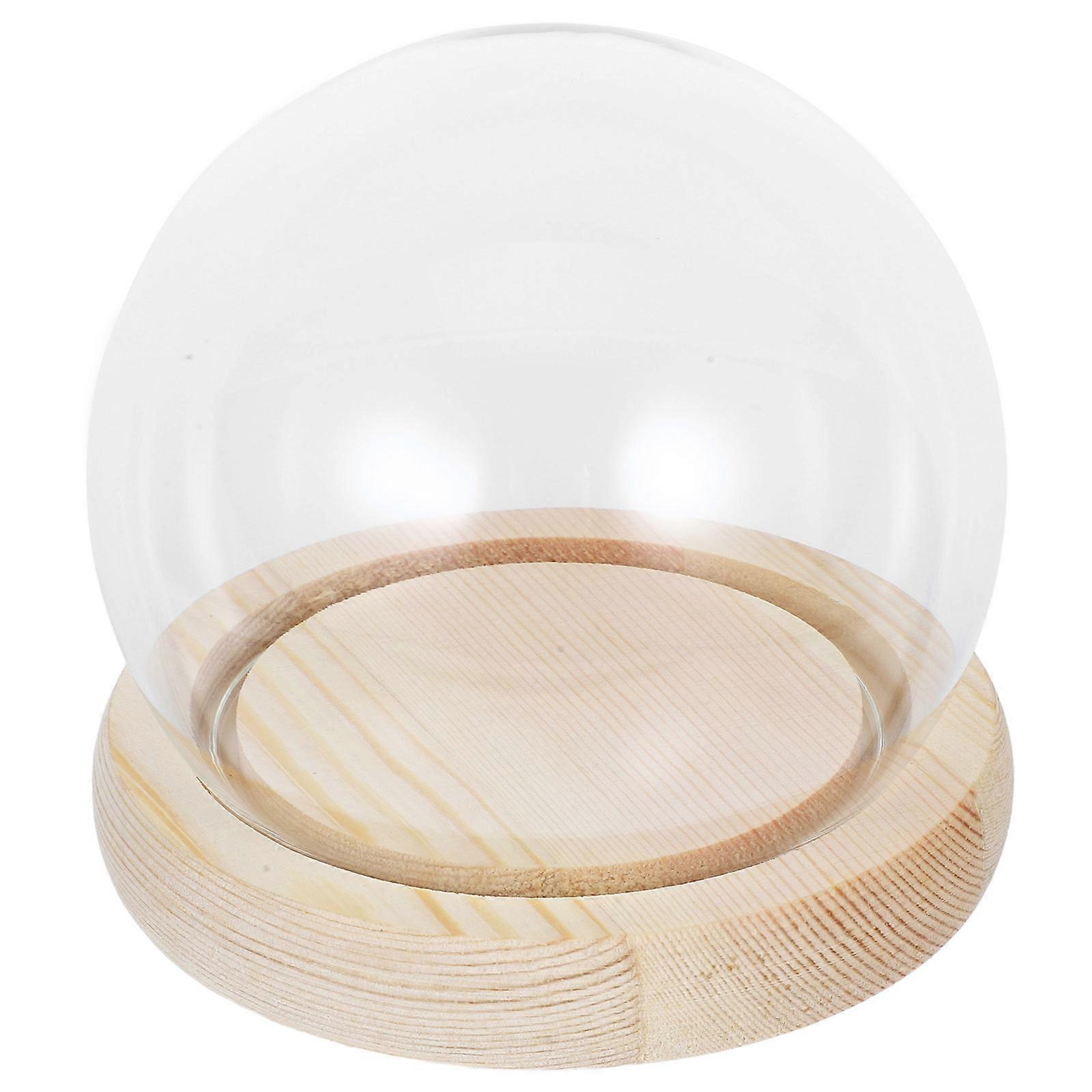 Cúpula de vidro com base de madeira para exibição e proteção, várias cores, 1,27 cm (0,5 polegadas).