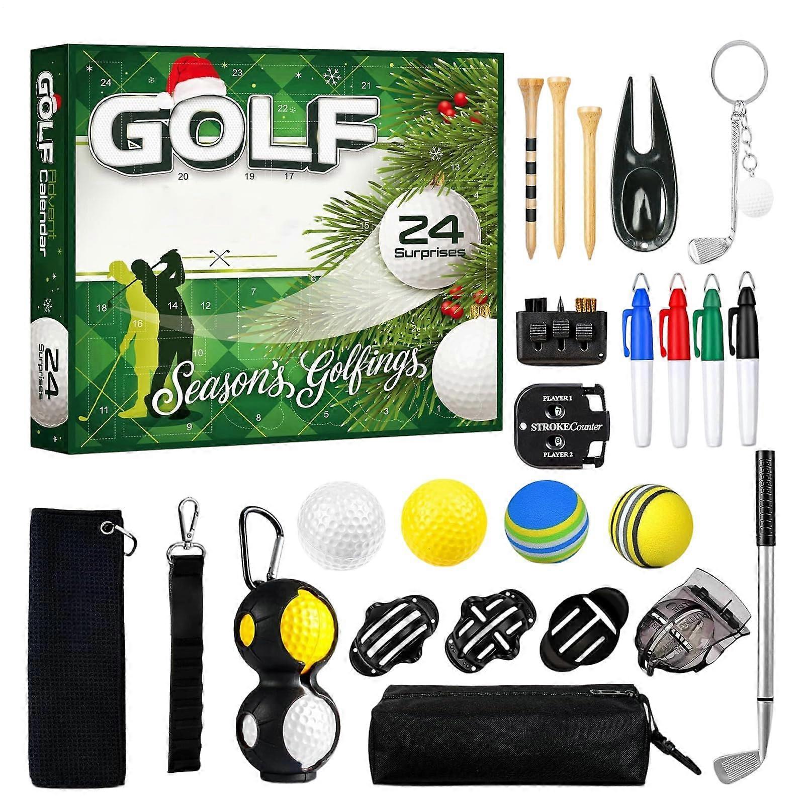 Golf Advent Calendar with Holiday Golf Essentials and Accuracy Training Tools, Christmas Golf Gift Set
