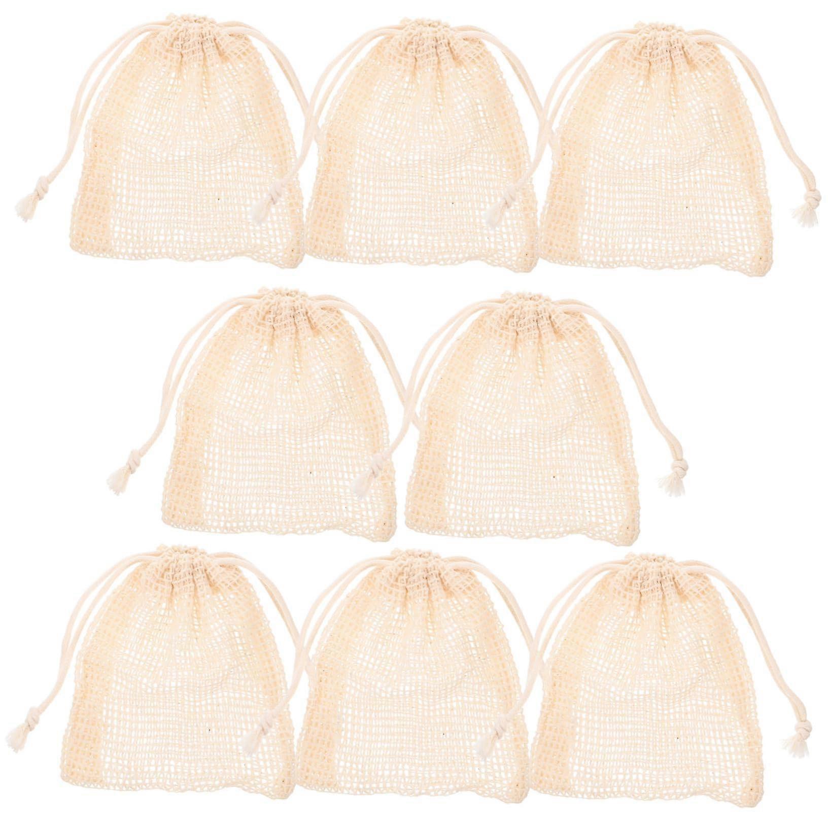 8pcs Cotton Mesh Soap Saver Bags for Rich Lather and Quick Dry Storage, Random Colors
