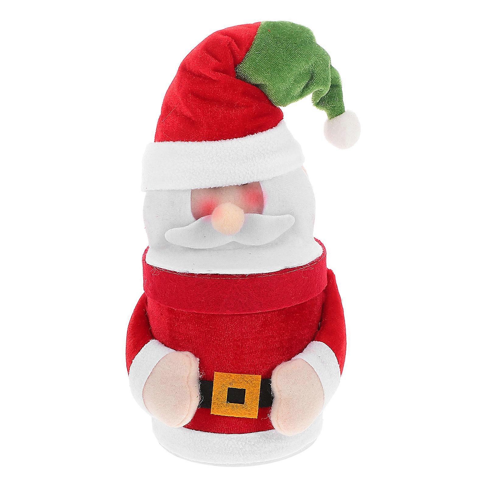 Christmas Santa Claus Candy Can with Lid for Storage Use Red Velour