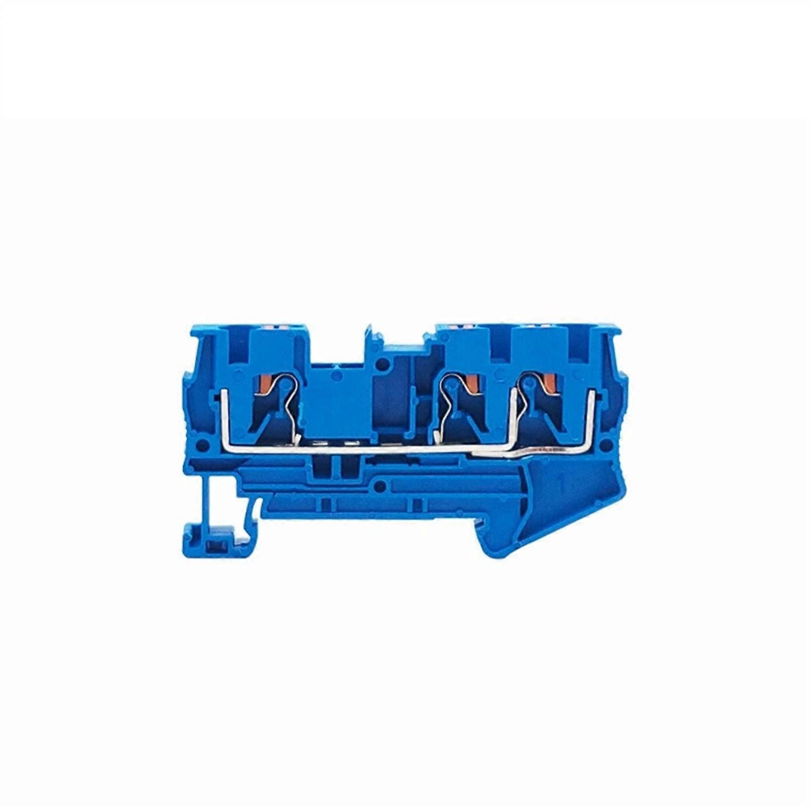 PT4-TW 10Pcs PT Series 3 Conductor Electrical Connector Push-in Terminals Din Rail Terminal Block Blue Color
