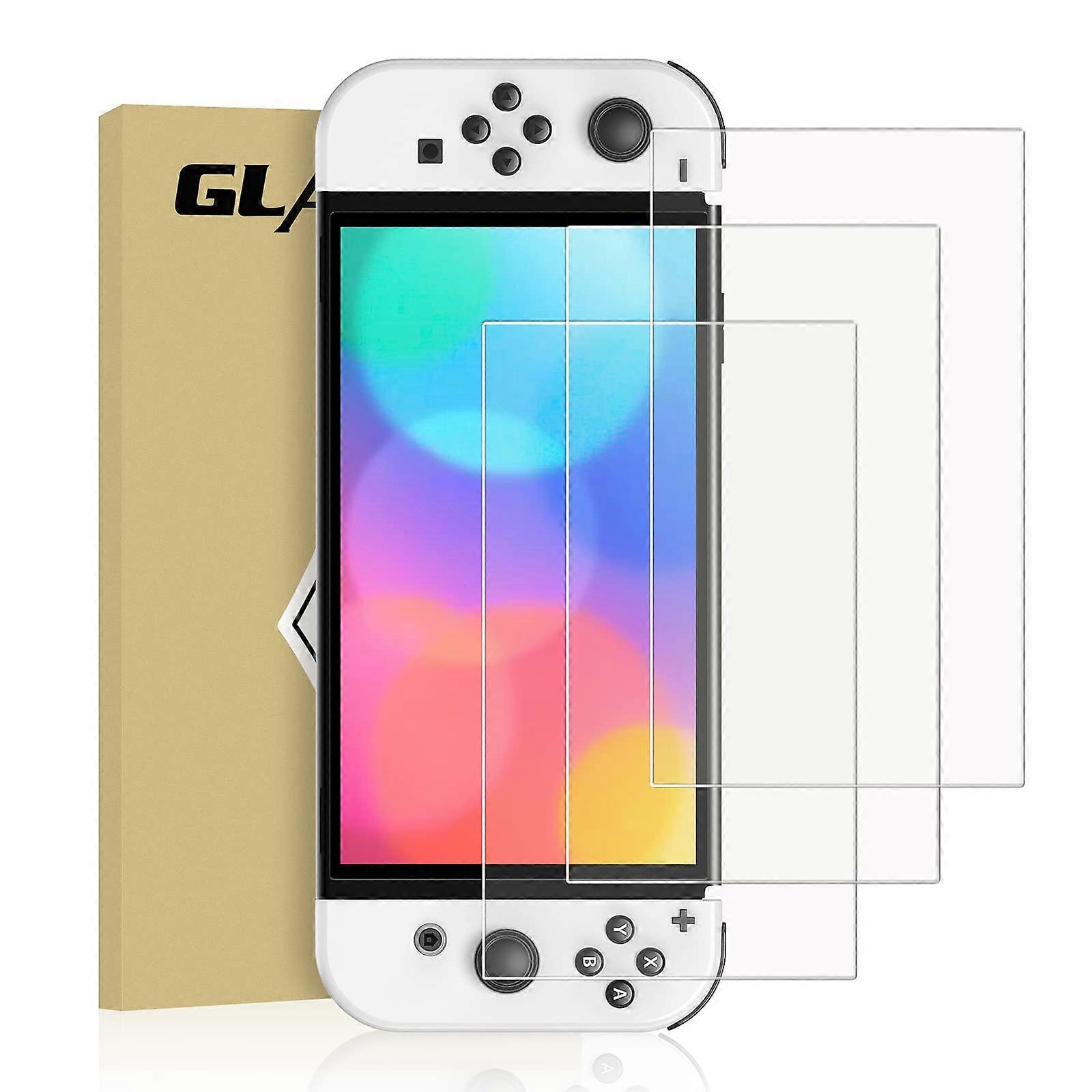Dockable Tempered Glass Screen Protector UltraThin 0.25mm AntiScratch 3 Pack for Nintendo Switch OLED