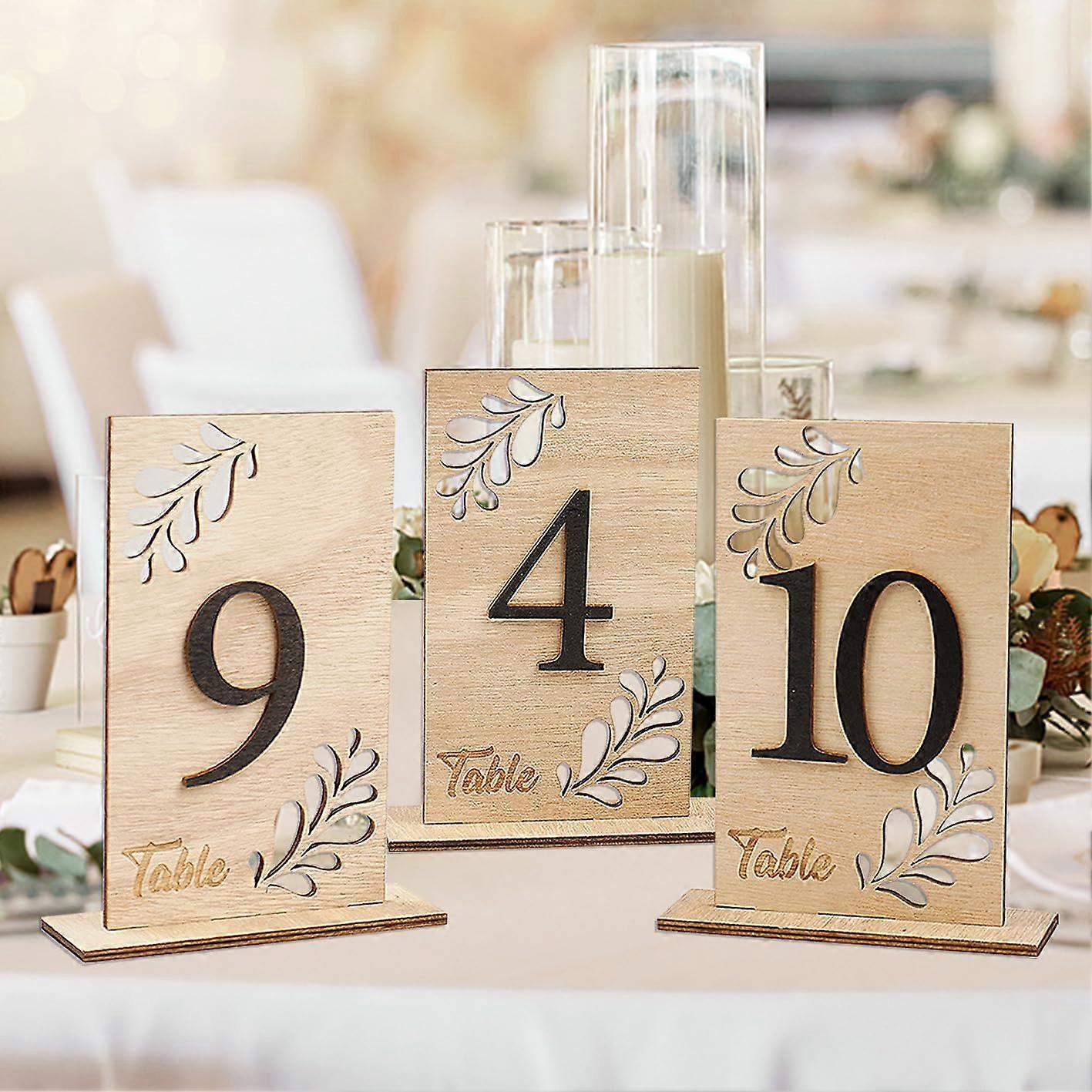 Wedding Table Numbers 120 with Wooden Bases, Rustic DoubleSided Set for Wedding Reception Decor