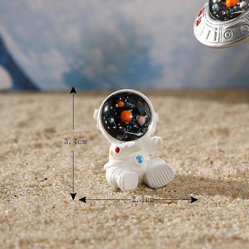 1pc Planet Astronaut and Bunny Rabbit Creative Cartoon Figure Ornament Miniature Resin Craft DIY Accessories Decoration �ާ��ѧӧ��