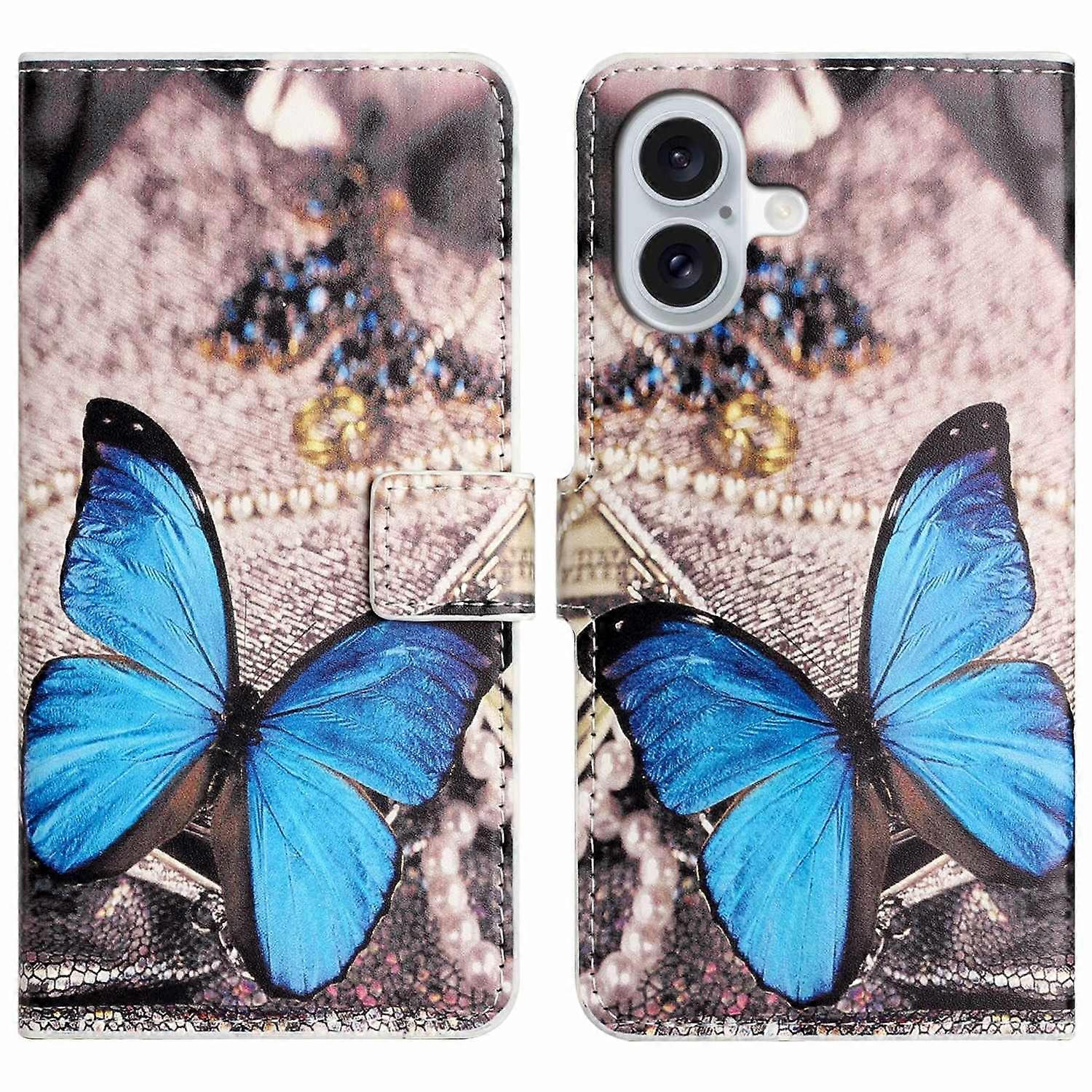 For iPhone 16 Case Pattern Print Leather Phone Cover with Wallet Stand