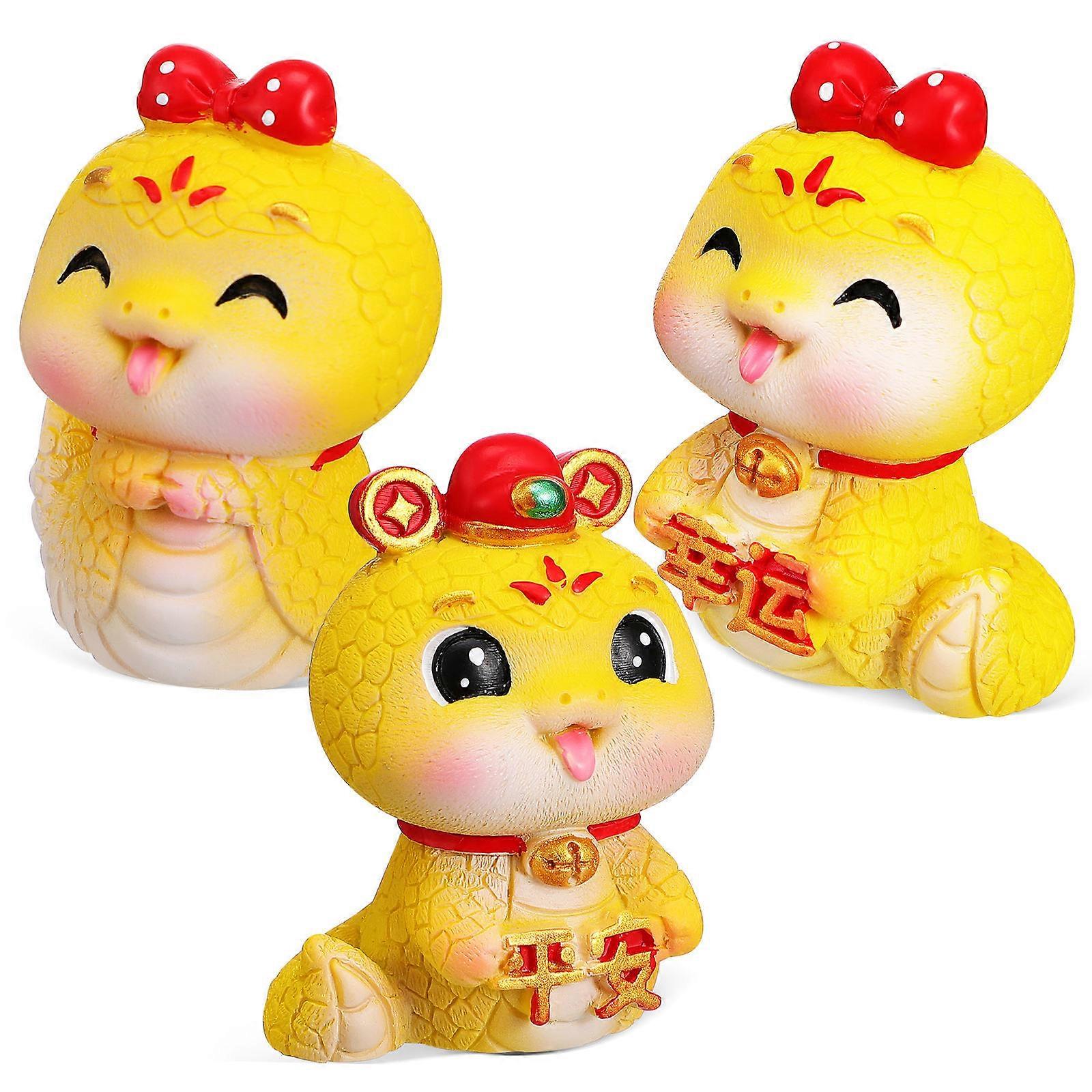 Mini Snake Figurines Resin Snake Decorations for Decoration 3Pcs