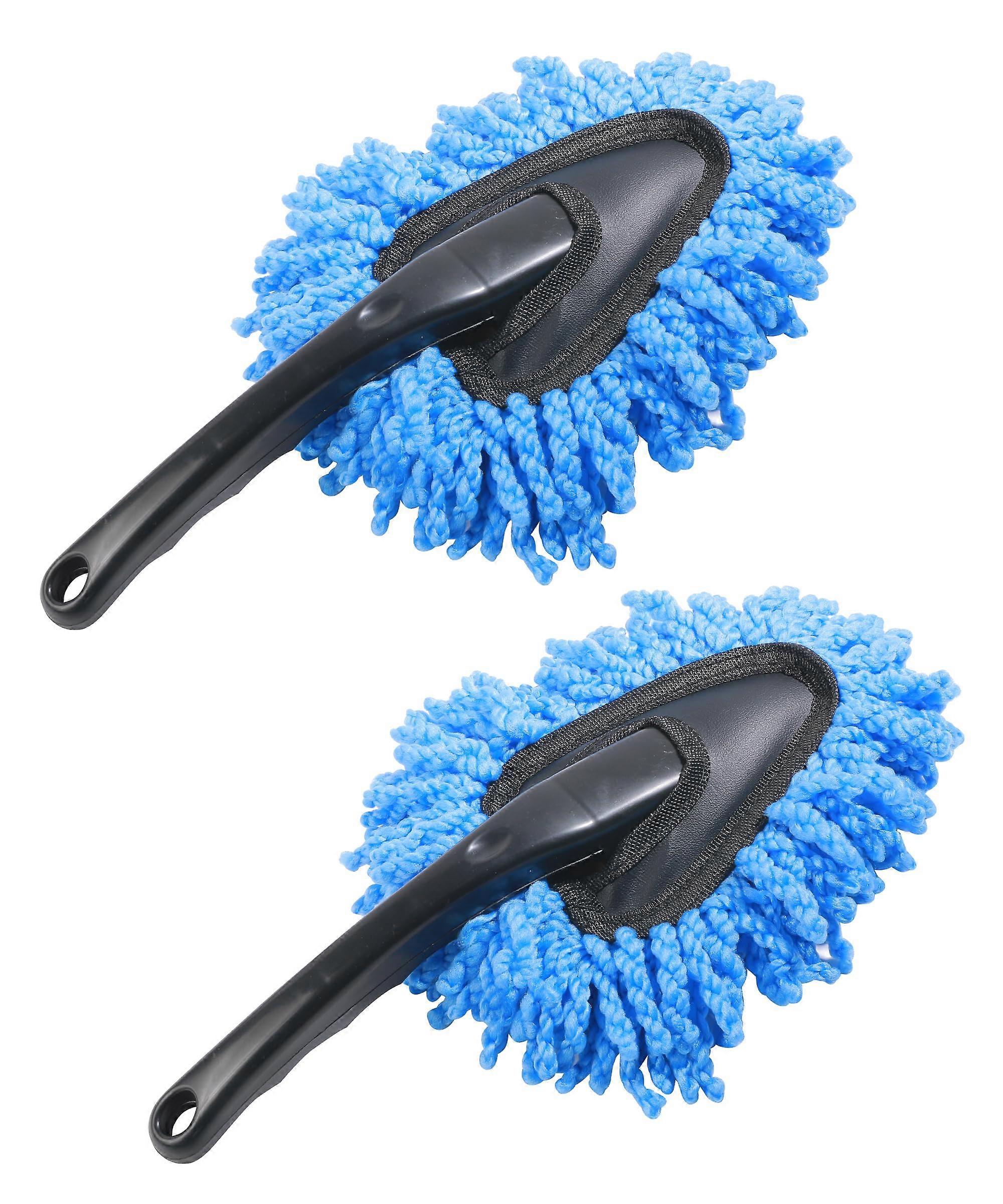 2PCS Car Duster Set, Microfiber Car Cleaning Brush for Interior and Exterior, Scratch, Blue