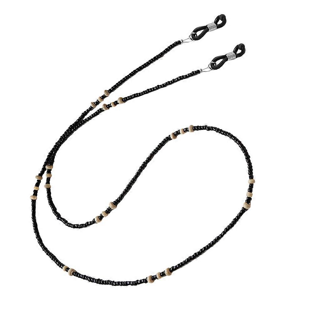 Black Wooden Bead Eyeglasses Chain with Anti-Lost Function 2Pcs Set