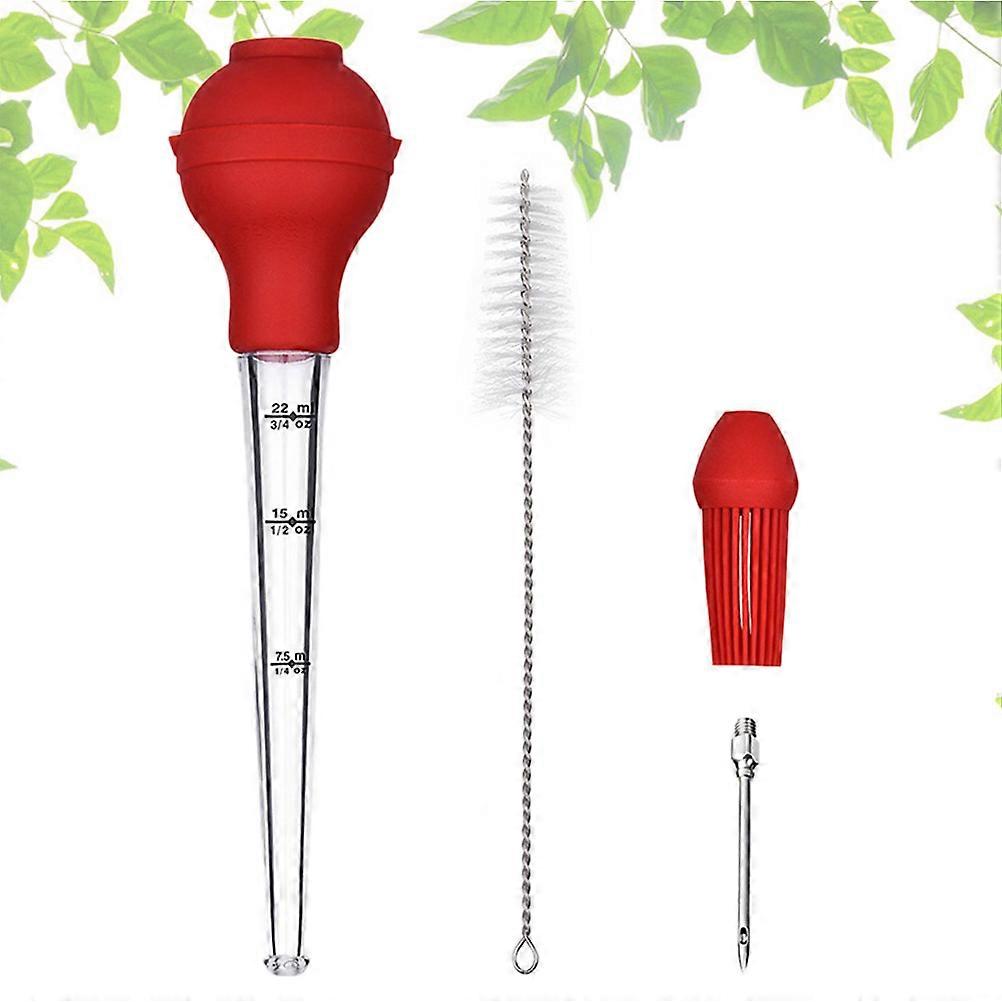 Turkey Baster with Brush Silicone Tool for Cooking Grilling Basting Marinating 4Pcs