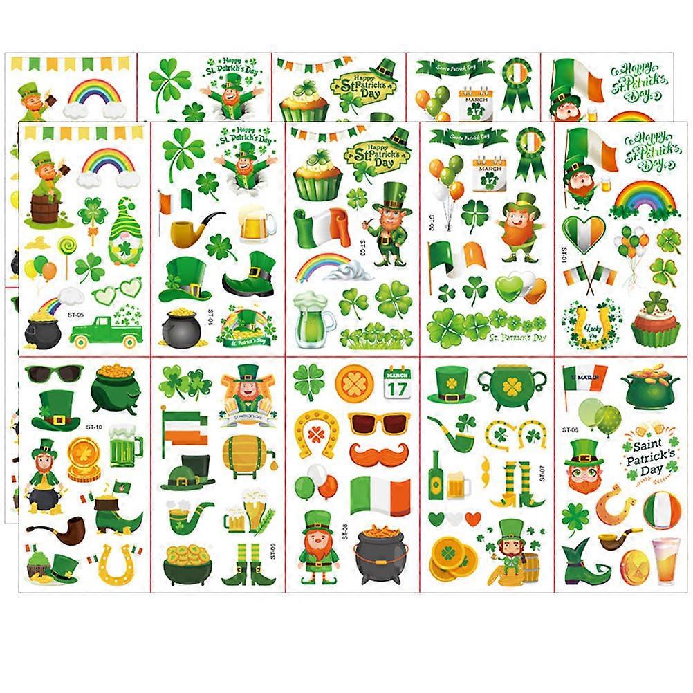 St. Patrick Sticker Clover Wall Decal for Party Decoration 20 Sheets