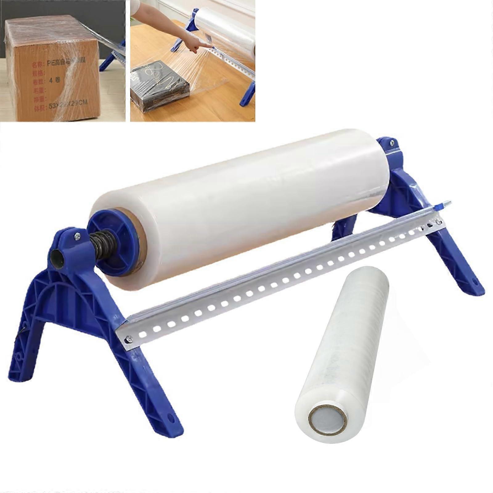 Stretch Film Packaging Machine with Builtin Sliding Knife, Adjustable 50cm Width for Warehouse and Logistics
