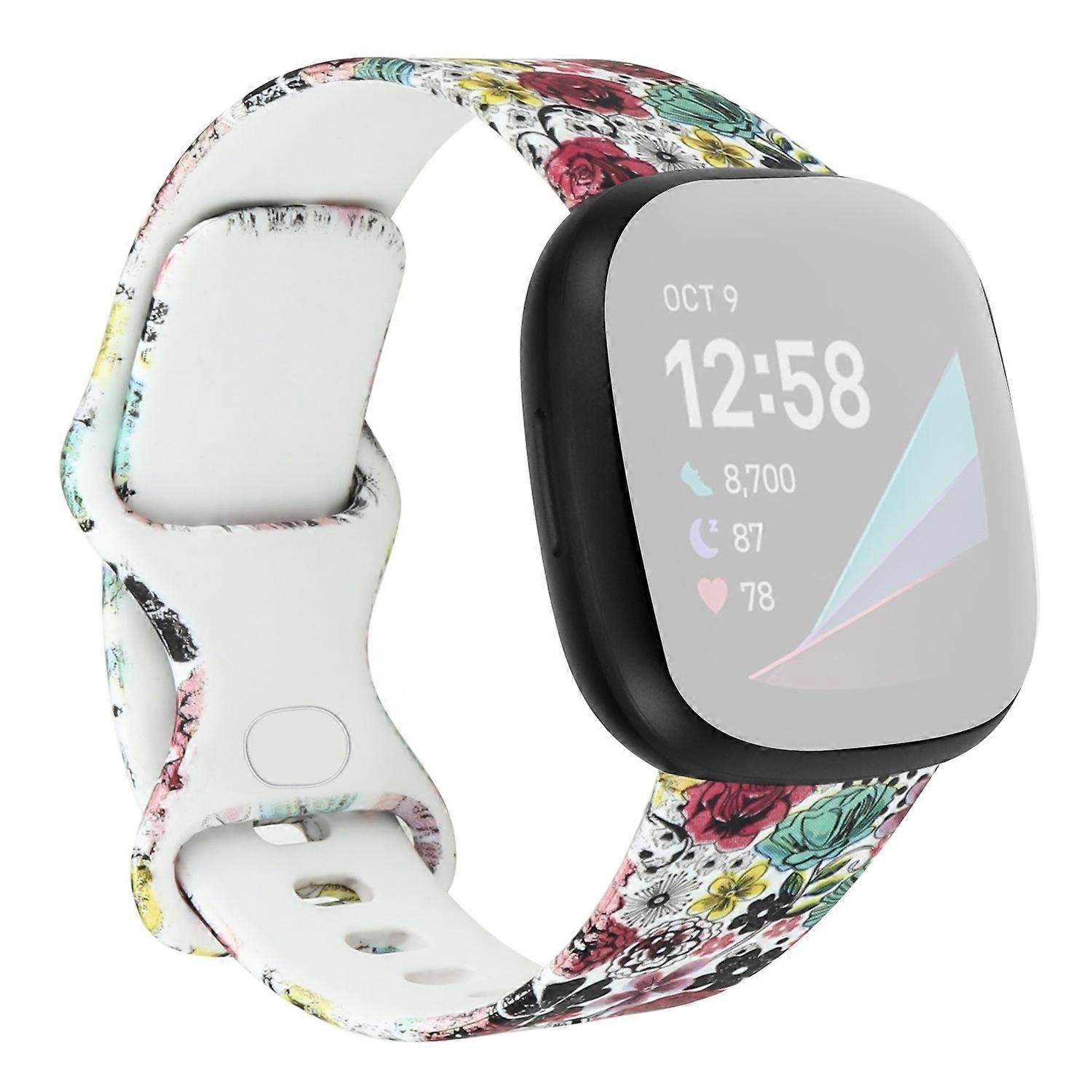 Pattern Printing Design Silicone Watch Band Strap Replacement Size S for Fitbit Versa 3