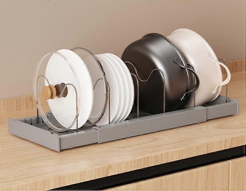Expandable Pot and Pan Organizer Rack with 7 Adjustable Compartments for Kitchen Cabinet Storage Ref: 5911