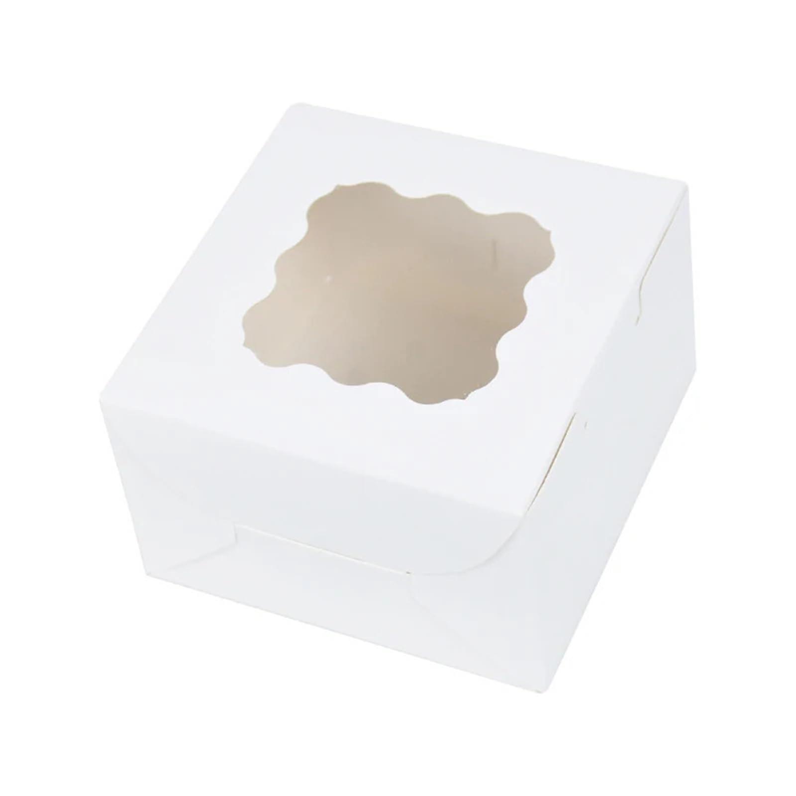 White Square Cardboard Cake Box with Clear Window, GreaseResistant, Stackable, 55Pcs for Weddings and Birthdays