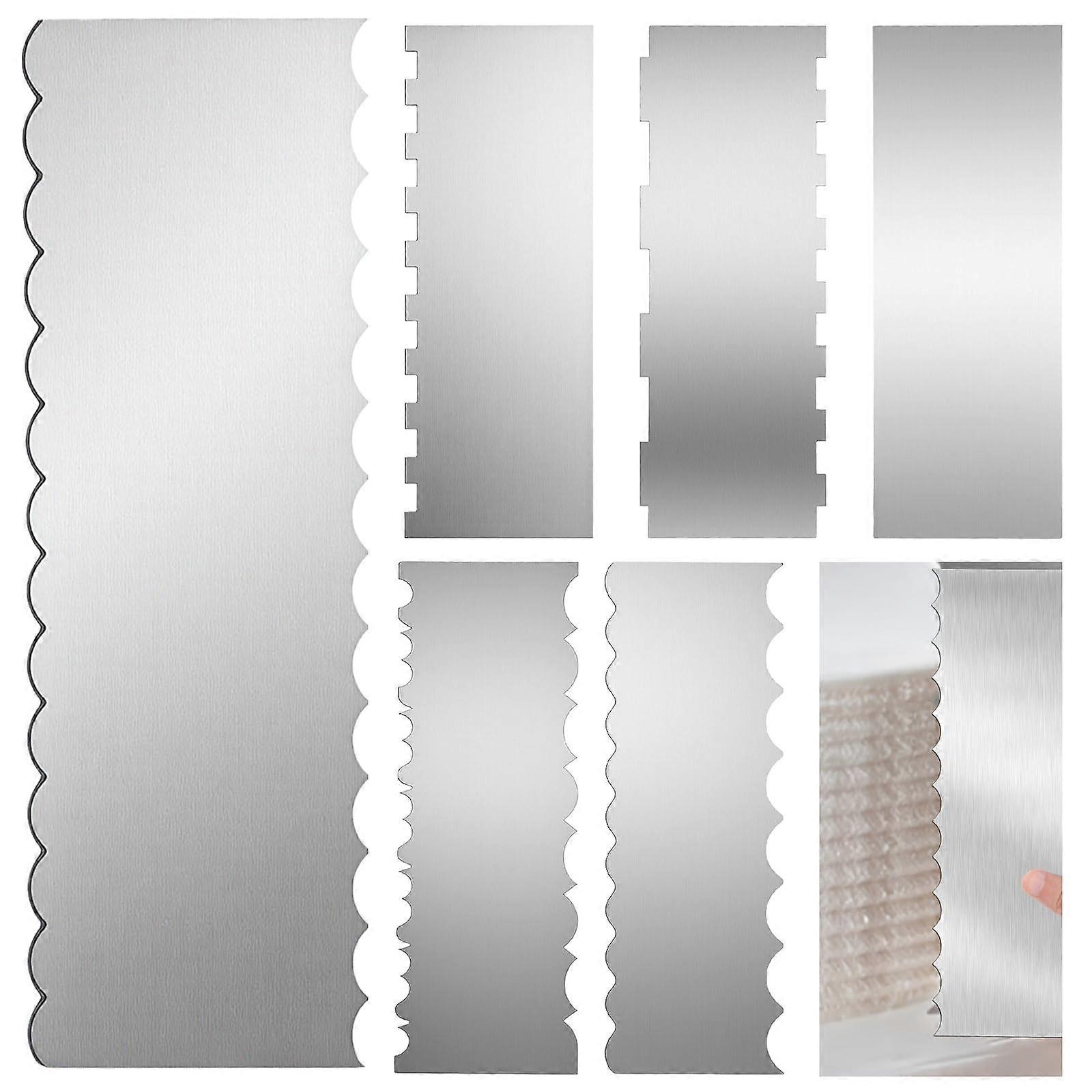 6 Pieces Stainless Steel Cake Scraper Set, Large Double Sided Cake Decorating Comb for Icing