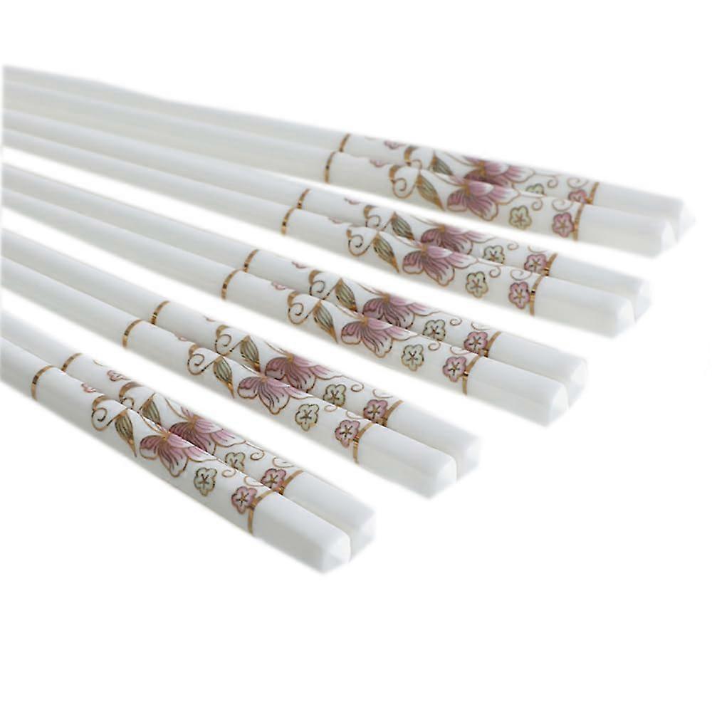 5 Pairs Ceramic Chopsticks Set with AntiSlip Grip, Unique Wave Pattern, Dishwasher Safe