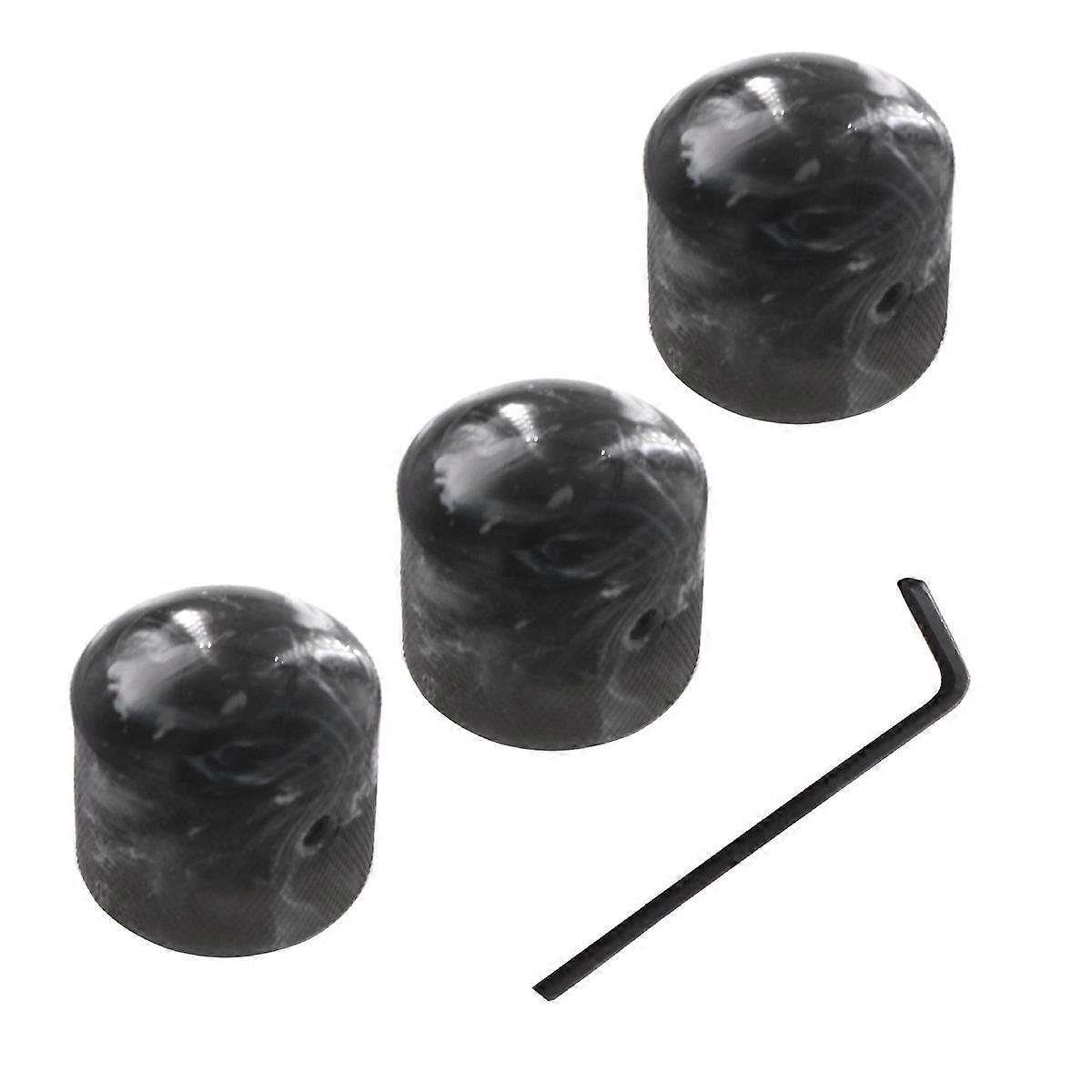 3Pcs Metal Volume Knob Electric Guitar Bass Volume Tone Control Knobs Dome Knobs Potentiometer Hat Cap