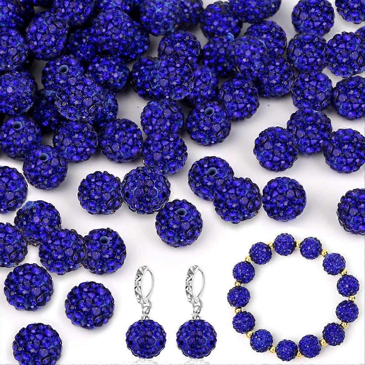 150 Pcs 10mm Rhinestone Beads,Sparkle Clay Rhinestone Beads,Dark Blue