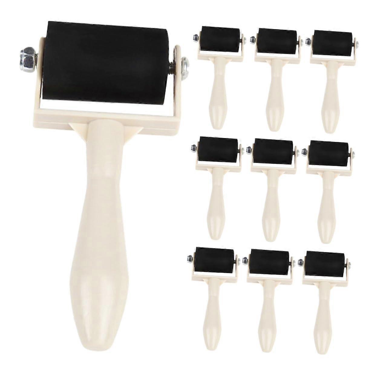 10pcs Rubber Brayer Set for Printmaking and Craft Projects, Smooth Ink Application, Easy Grip Handle
