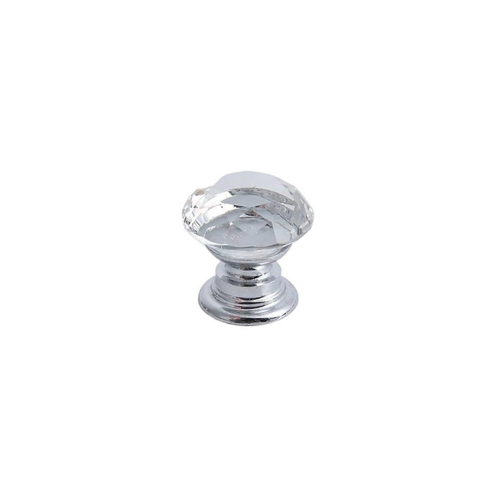 10pcs Clear Crystal Cabinet Knobs with Rust Resistant Zinc Alloy Base for Kitchen Drawers 20mm Silver