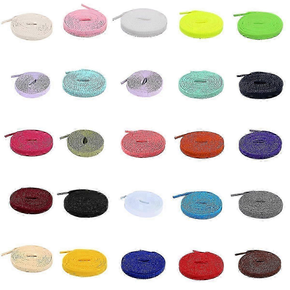 Cadarços planos para tênis - 25 pares, comprimentos de 76 a 183 cm (30 a 72 polegadas), 25 cores, 9 tamanhos, com opção de 99 cm (39 polegadas)