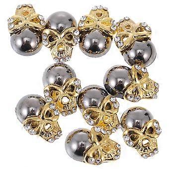 Goldene Totenkopf-Nagelkunst-Dekoration für die Maniküre zum Selbermachen, 10-teiliges Set aus robusten Metallaccessoires
