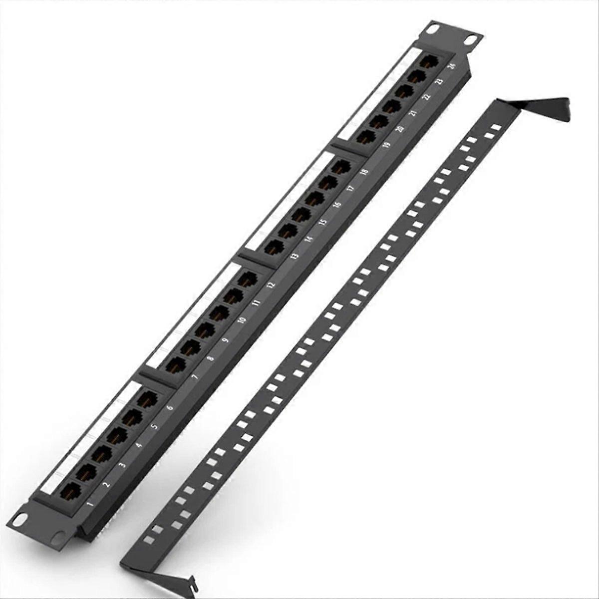 24 Portas CAT6 UTP RJ45 Patch Panel 19 polegadas 1U Cable Frame Faceplate Rack Mount 50U Gold Plated, Traseira