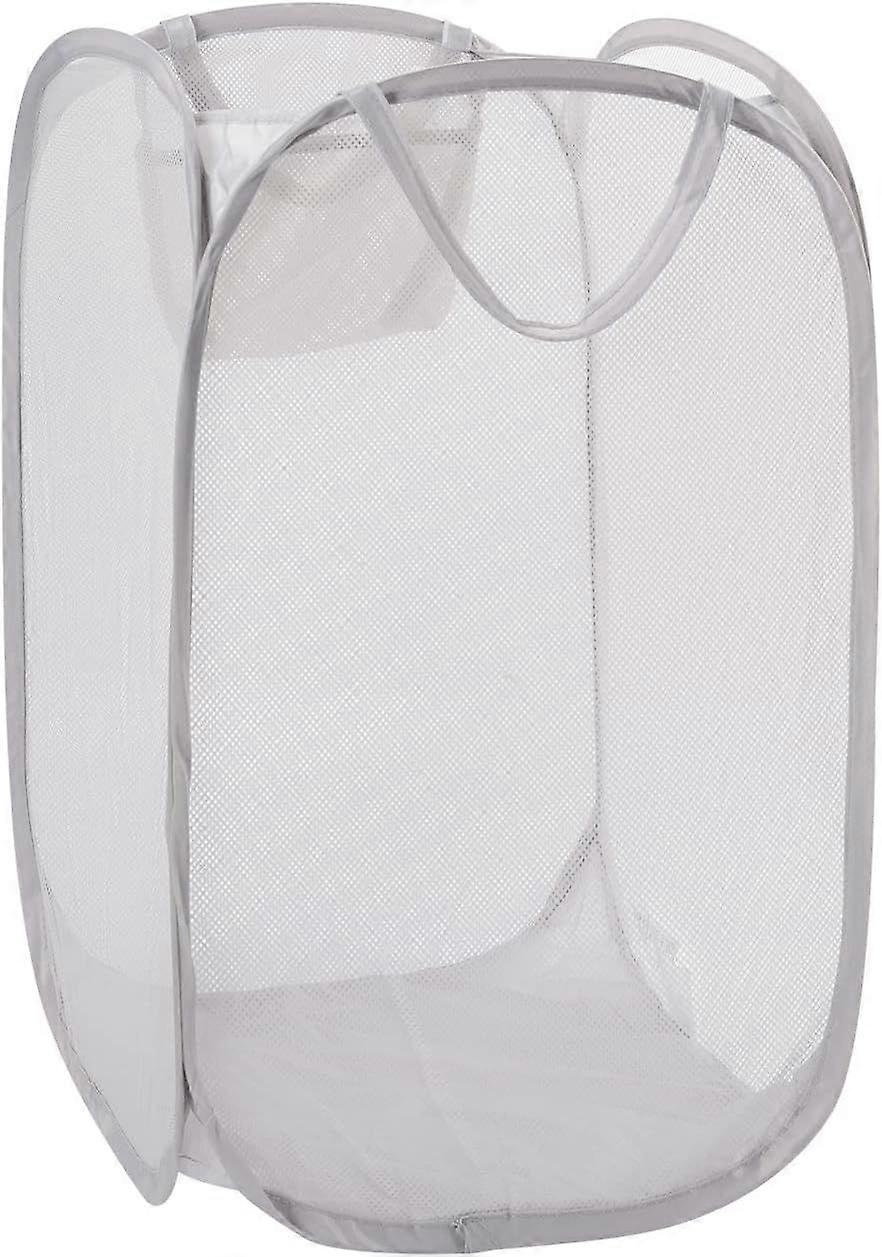 Set of 2 foldable laundry baskets, mesh, gray