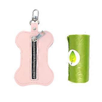 PU Portable Dog Poop Bag Holder Bone-shaped Pet Waste Bag Dispenser compatible with Dogs Pet Trash Bags Dispenser with 1 Roll Poop Bag